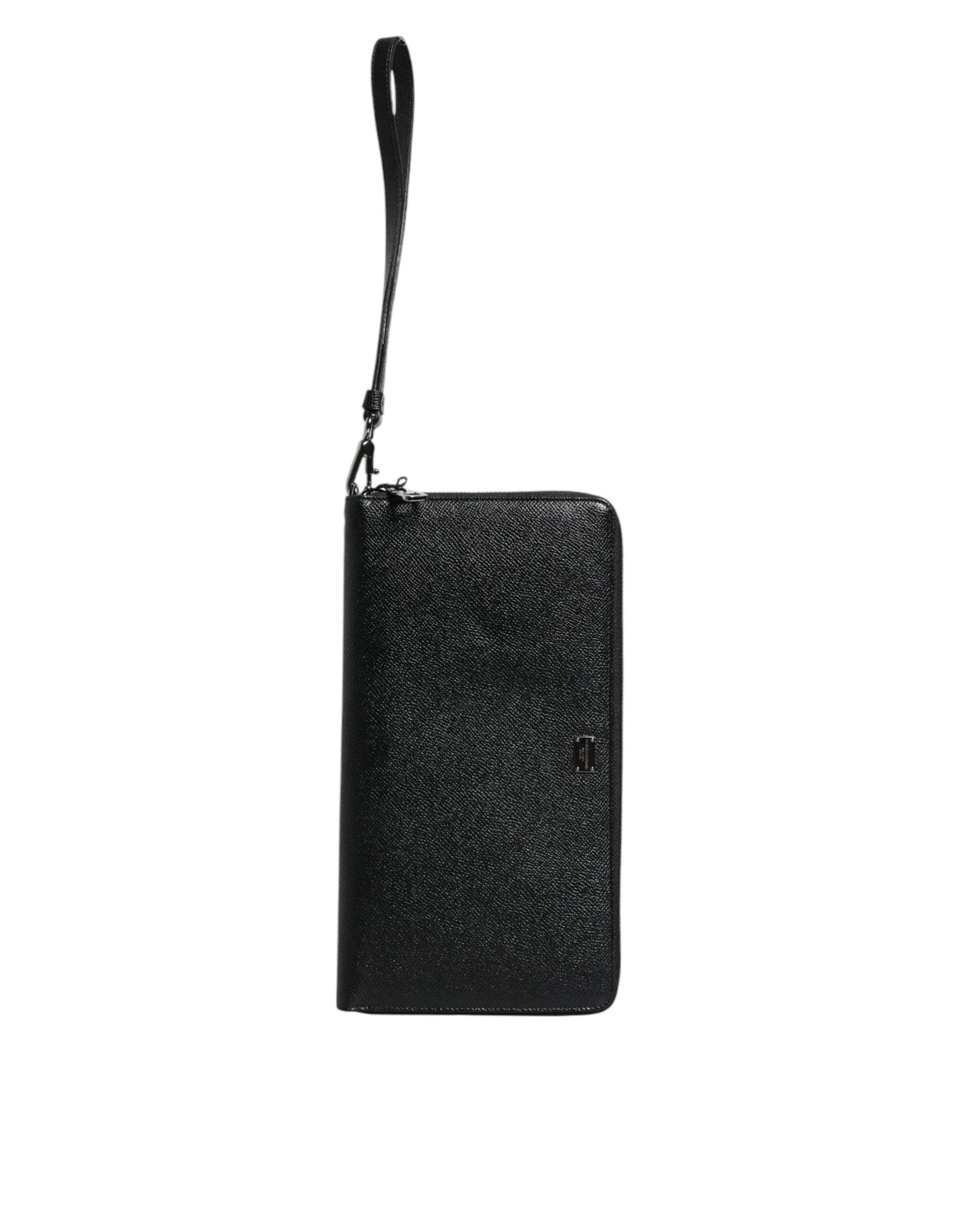 Dolce & Gabbana Black Calfskin Leather Logo Zip Around Continental Wallet by Dolce & Gabbana