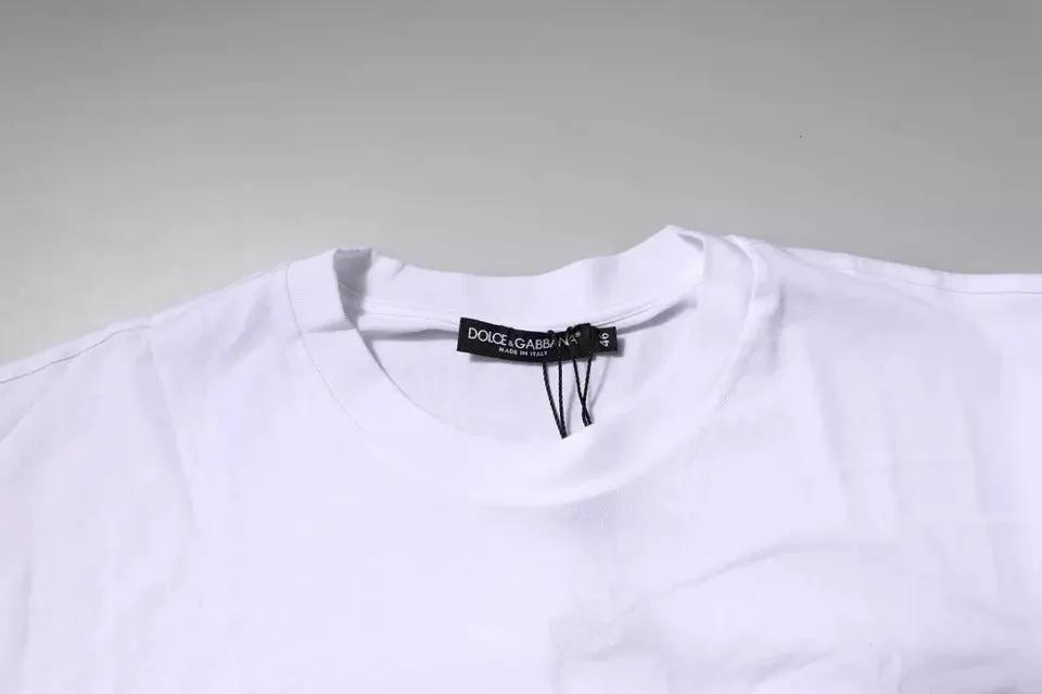 Dolce & Gabbana White Logo Patch Cotton Crew Neck T-shirt by Dolce & Gabbana