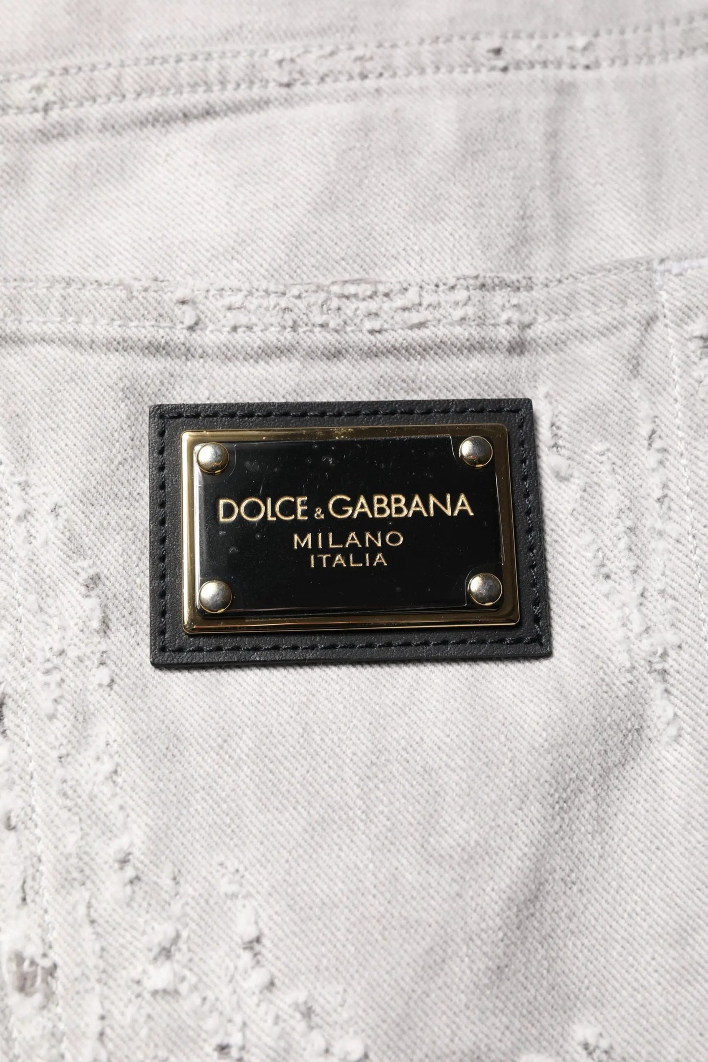 Dolce & Gabbana Light Gray Tattered Men Denim Bermuda Shorts by Dolce & Gabbana