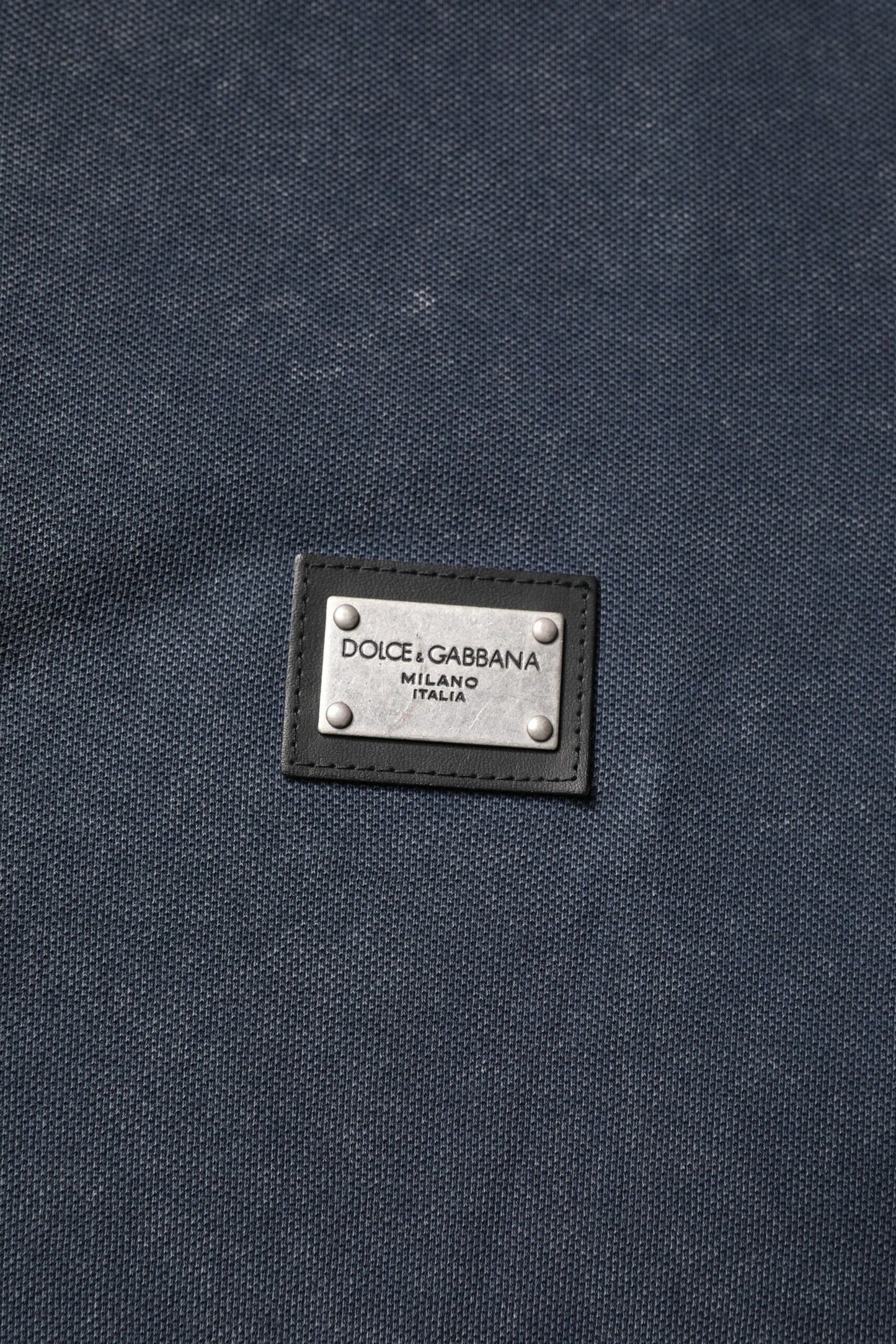 Dolce & Gabbana Dark Blue Logo Plaque Cotton Men Polo Shirt T-shirt by Dolce & Gabbana