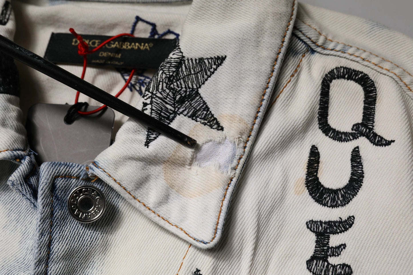 Dolce & Gabbana Light Blue Graffiti Button Down Denim Jacket by Dolce & Gabbana