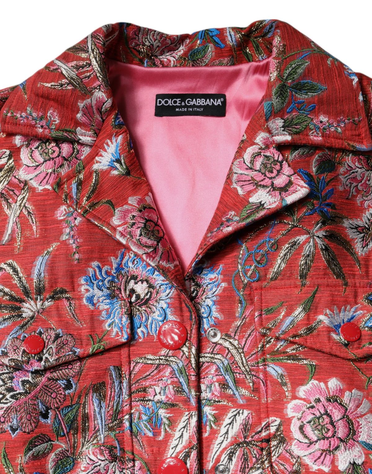Manteau Dolce & Gabbana femme en jacquard fleuri rouge – JKT41384