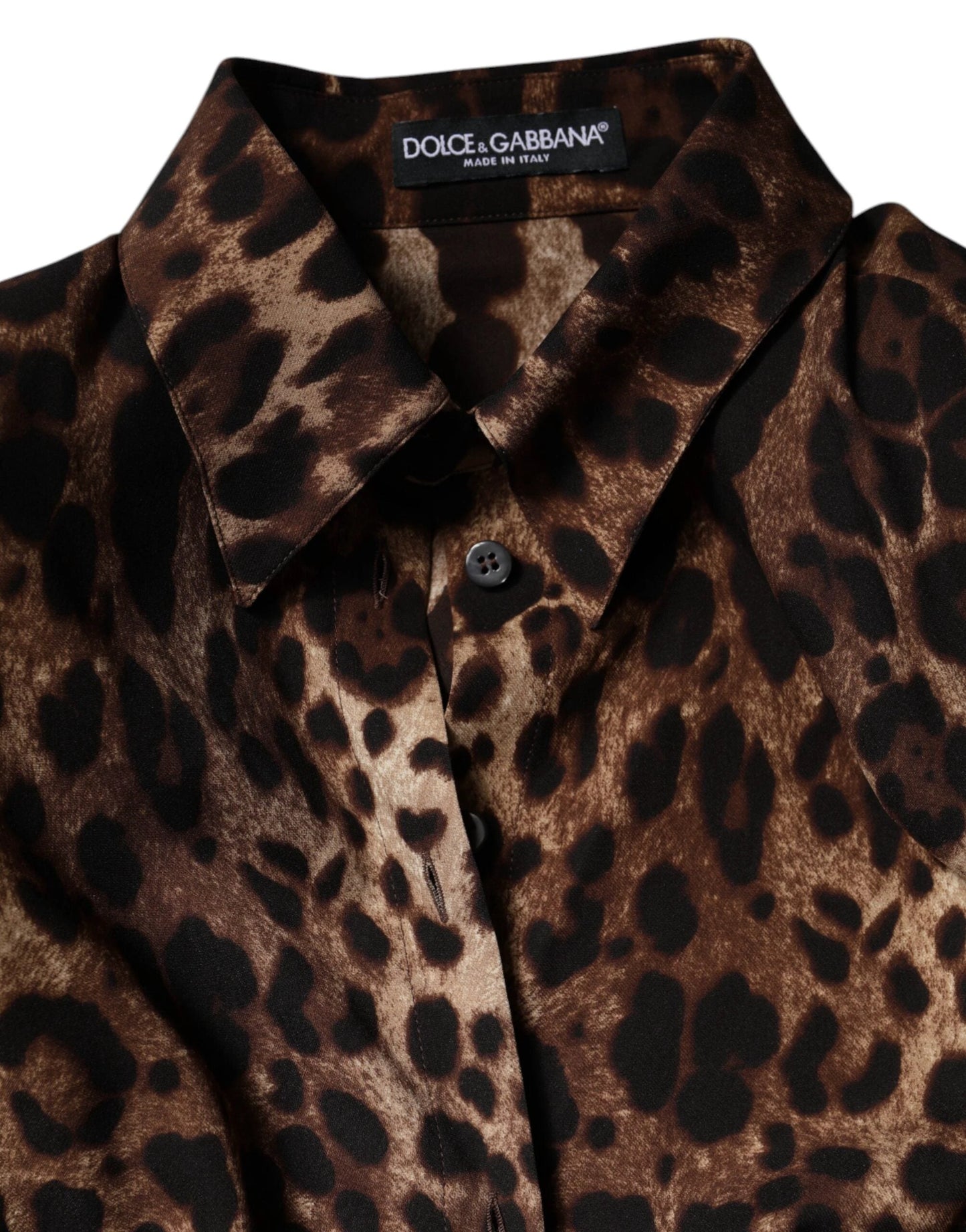 Dolce & Gabbana Brown Leopard Silk Button Down Coat Jacket by Dolce & Gabbana