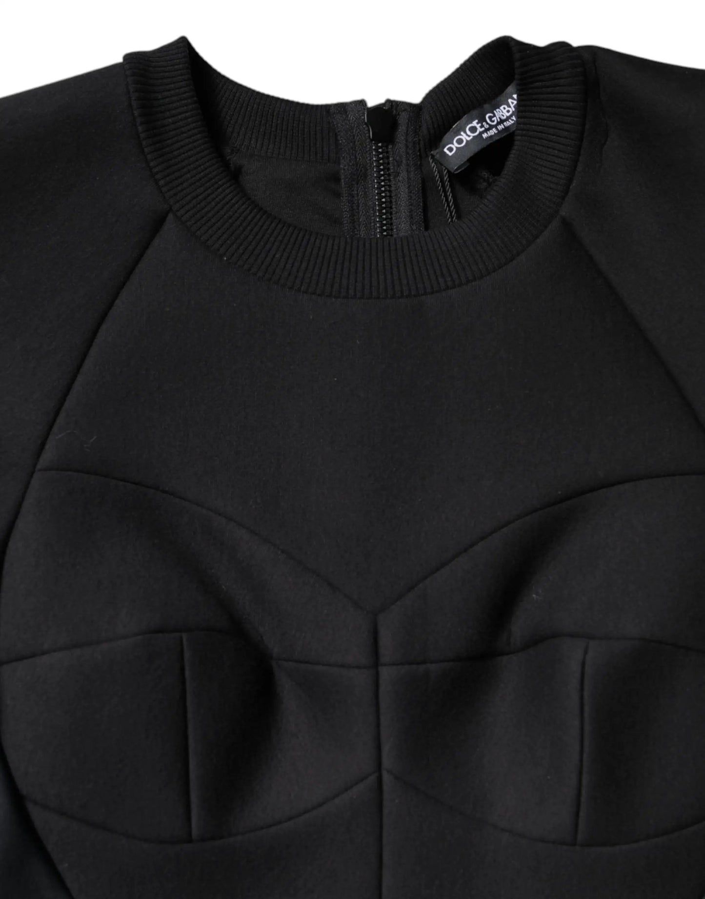 Dolce & Gabbana Black Cotton Long Sleeves A-line Mini Dress by Dolce & Gabbana