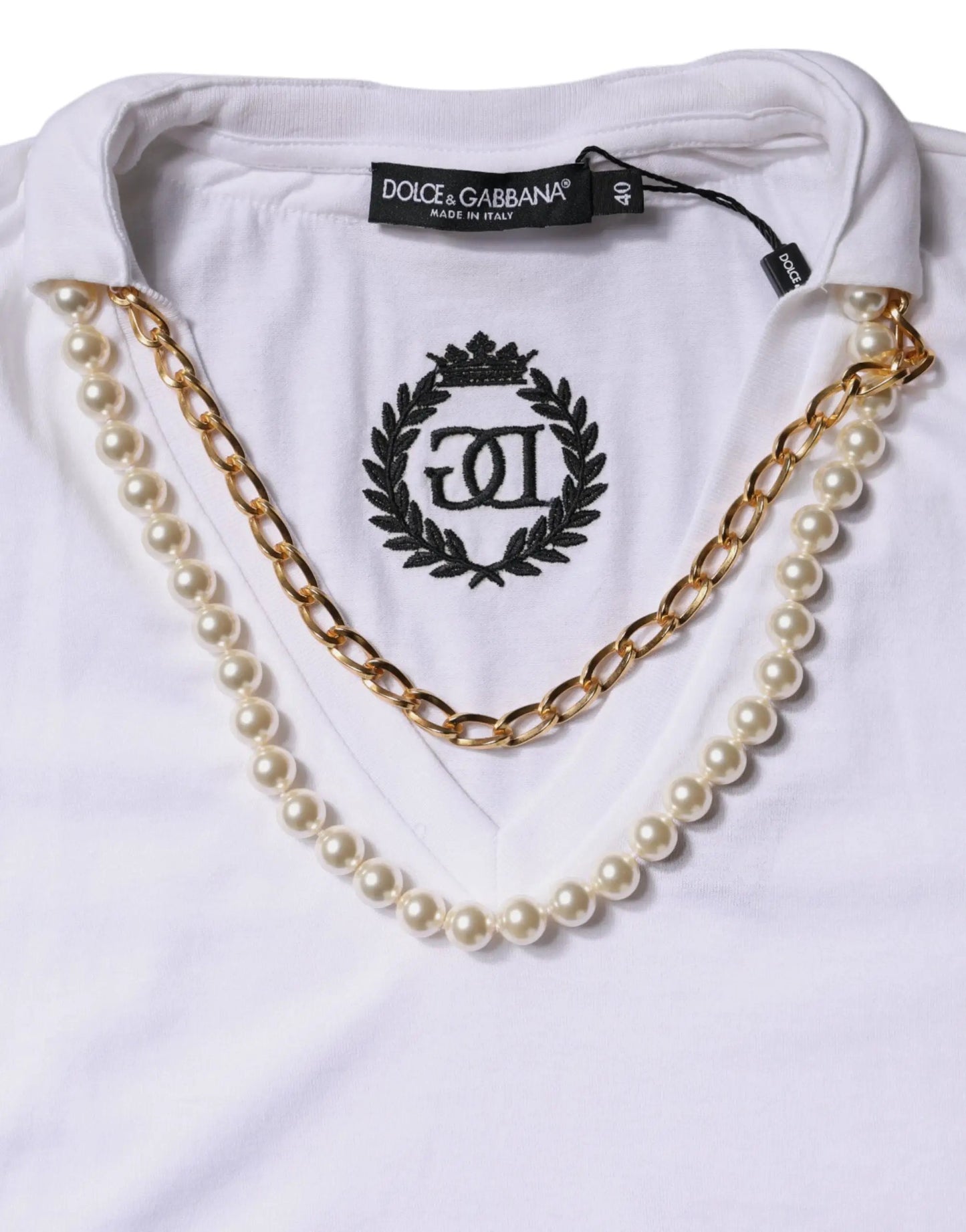 Dolce & Gabbana White Necklace Cotton Short Sleeve T-shirt by Dolce & Gabbana