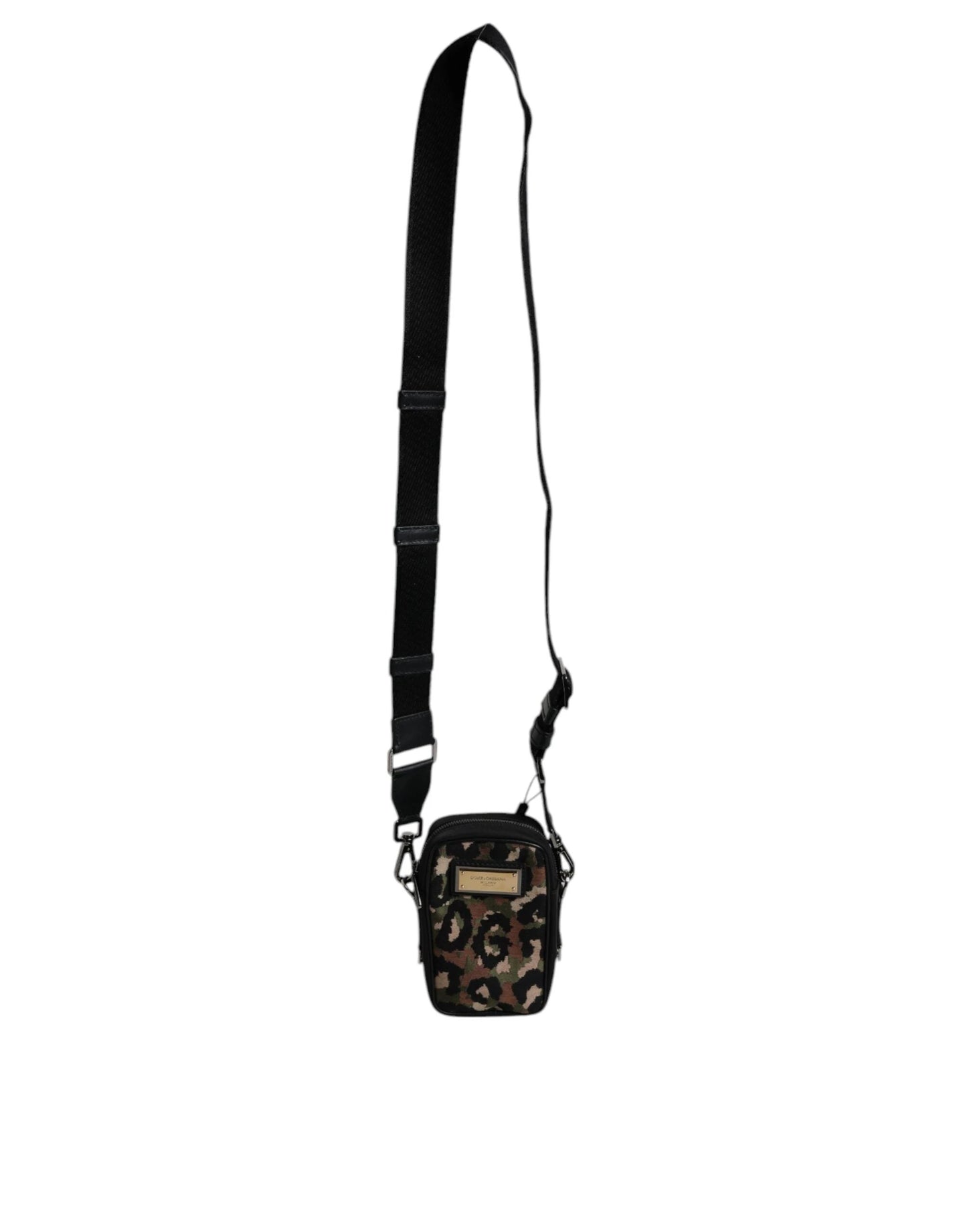 Dolce & Gabbana Multicolor Leopard Jacquard Logo Plaque Neck Strap Bag by Dolce & Gabbana