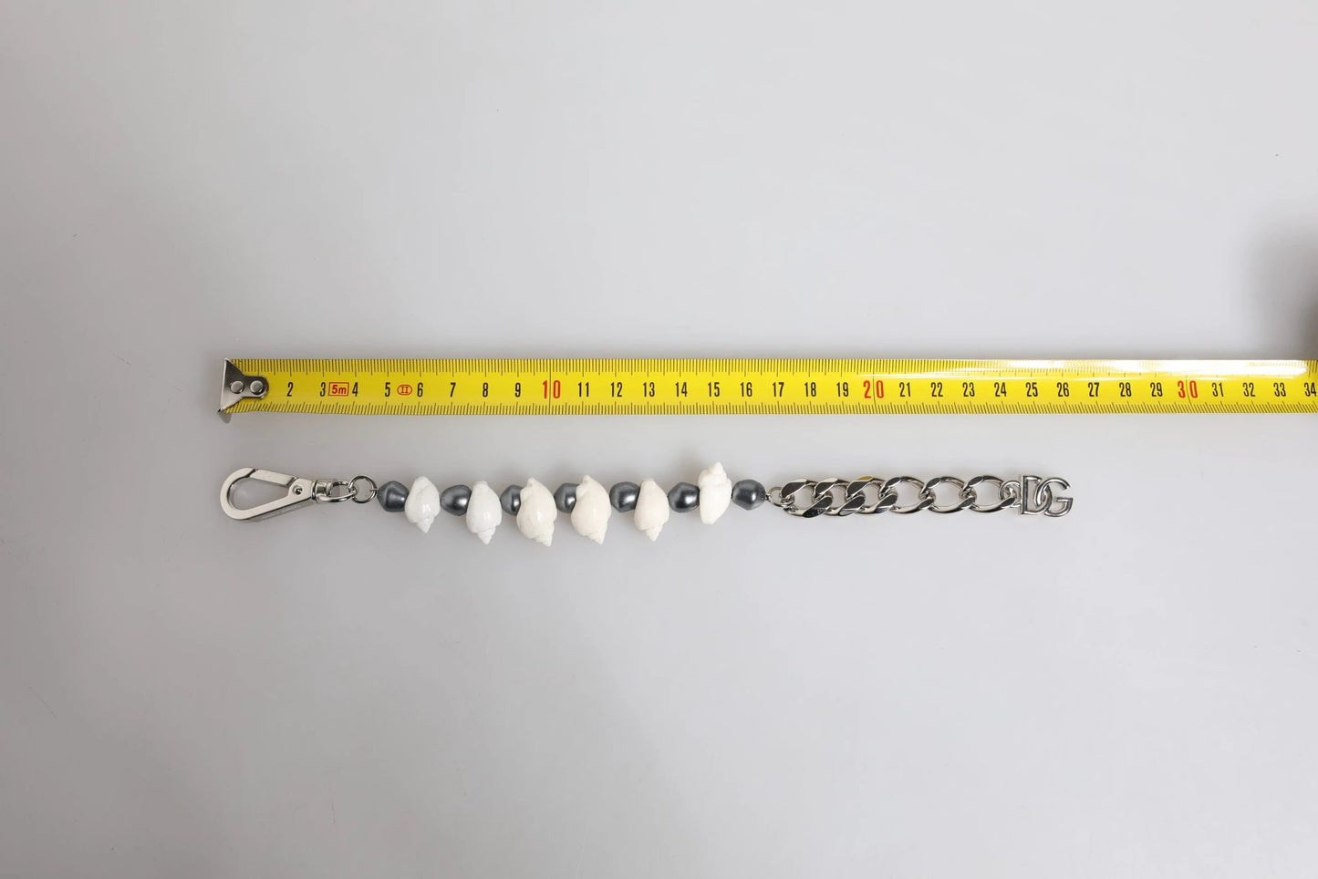 Dolce & Gabbana Silver Tone Brass Beaded Shell DG Logo Pendant Bracelet by Dolce & Gabbana