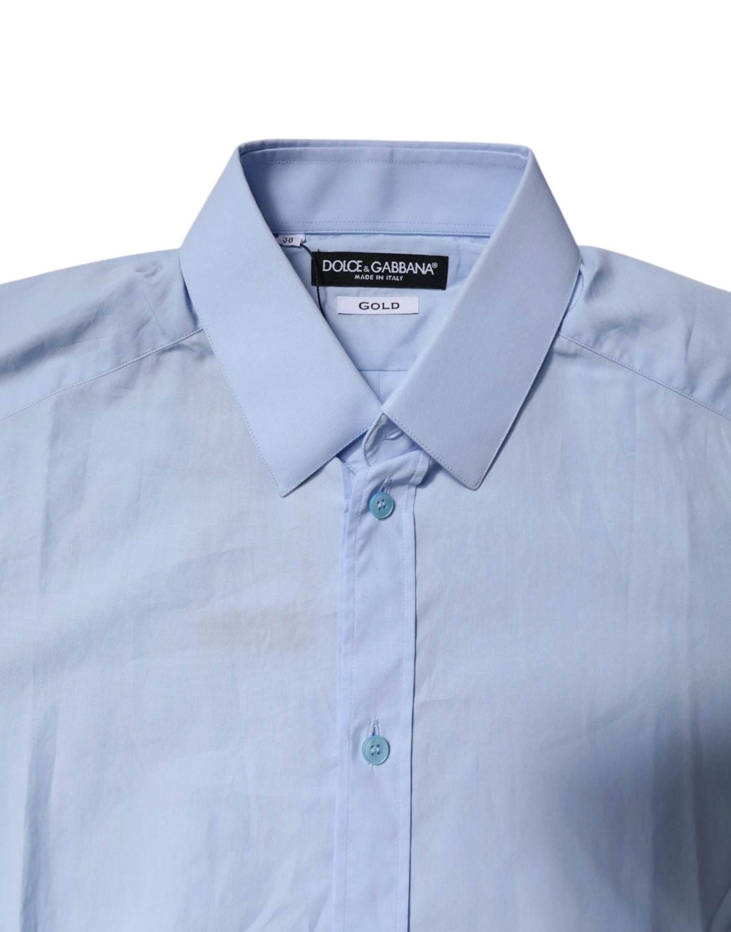 Dolce & Gabbana Light Blue Cotton GOLD Dress Formal Shirt by Dolce & Gabbana