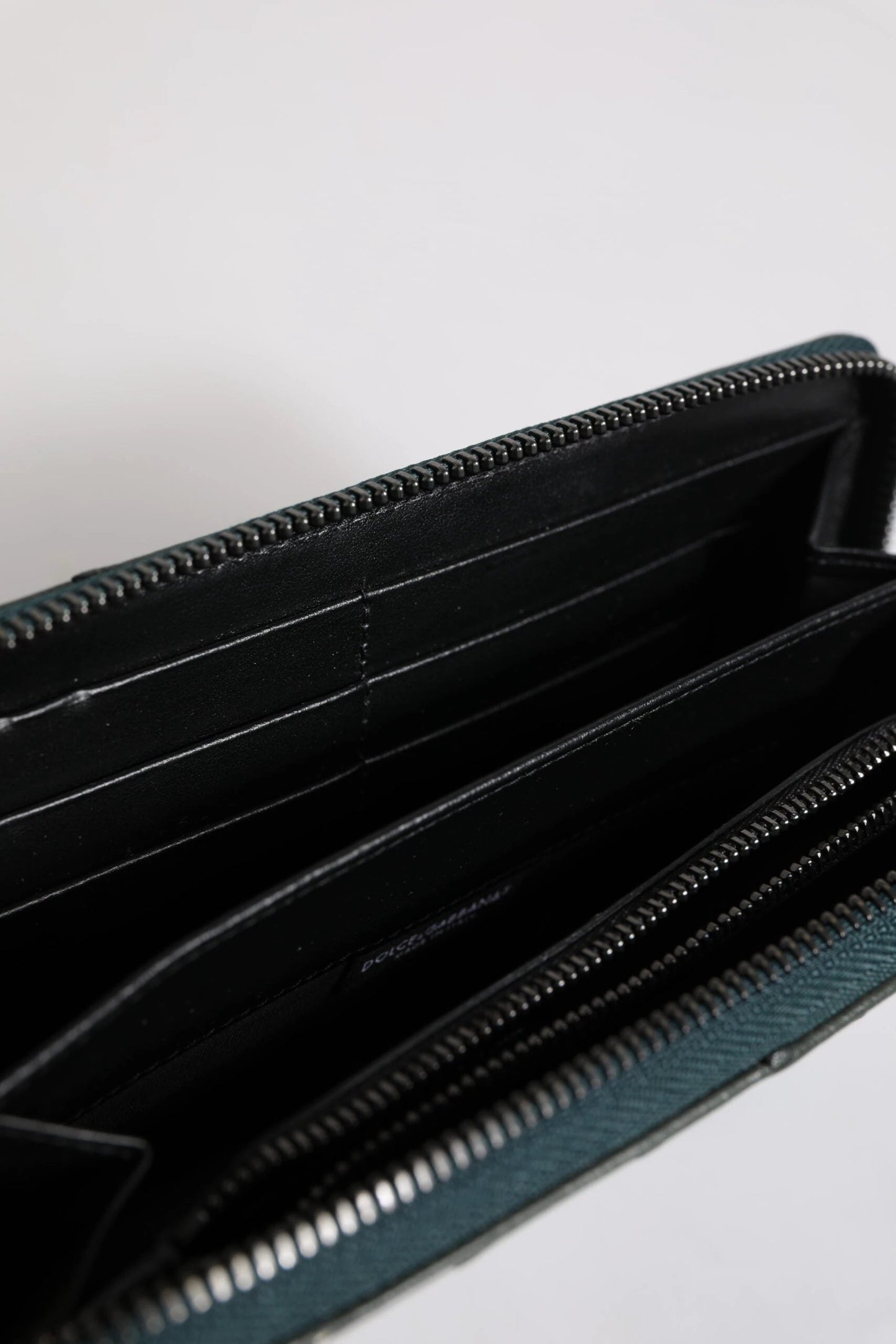 Dolce & Gabbana Green Ostrich Logo Plaque Zip Around Continental Wallet by Dolce & Gabbana