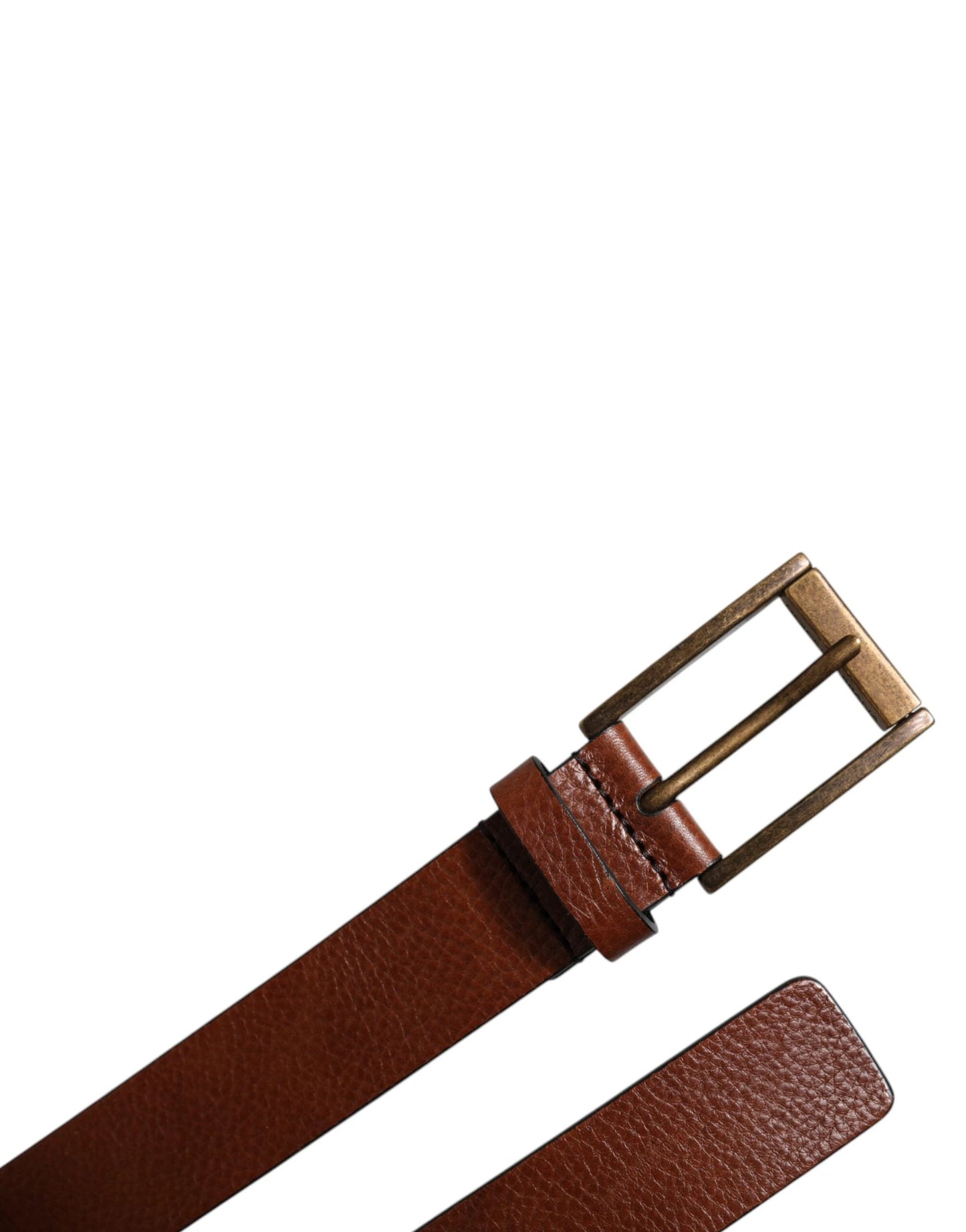 Dolce & Gabbana Brown Calf Leather Classic Metal Buckle Belt by Dolce & Gabbana