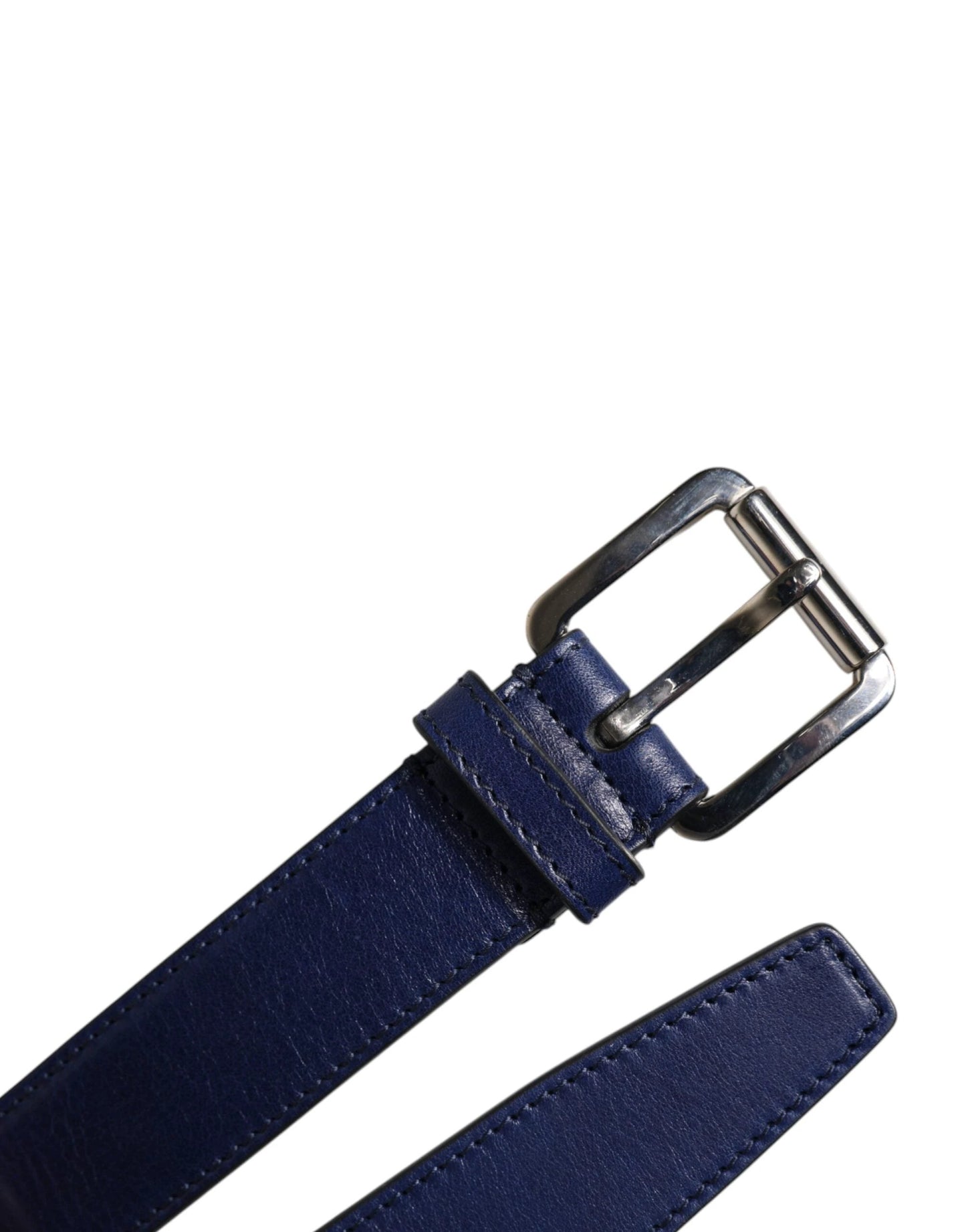 Dolce & Gabbana Blue Cotton Leather Printed Metal Buckle Belt by Dolce & Gabbana