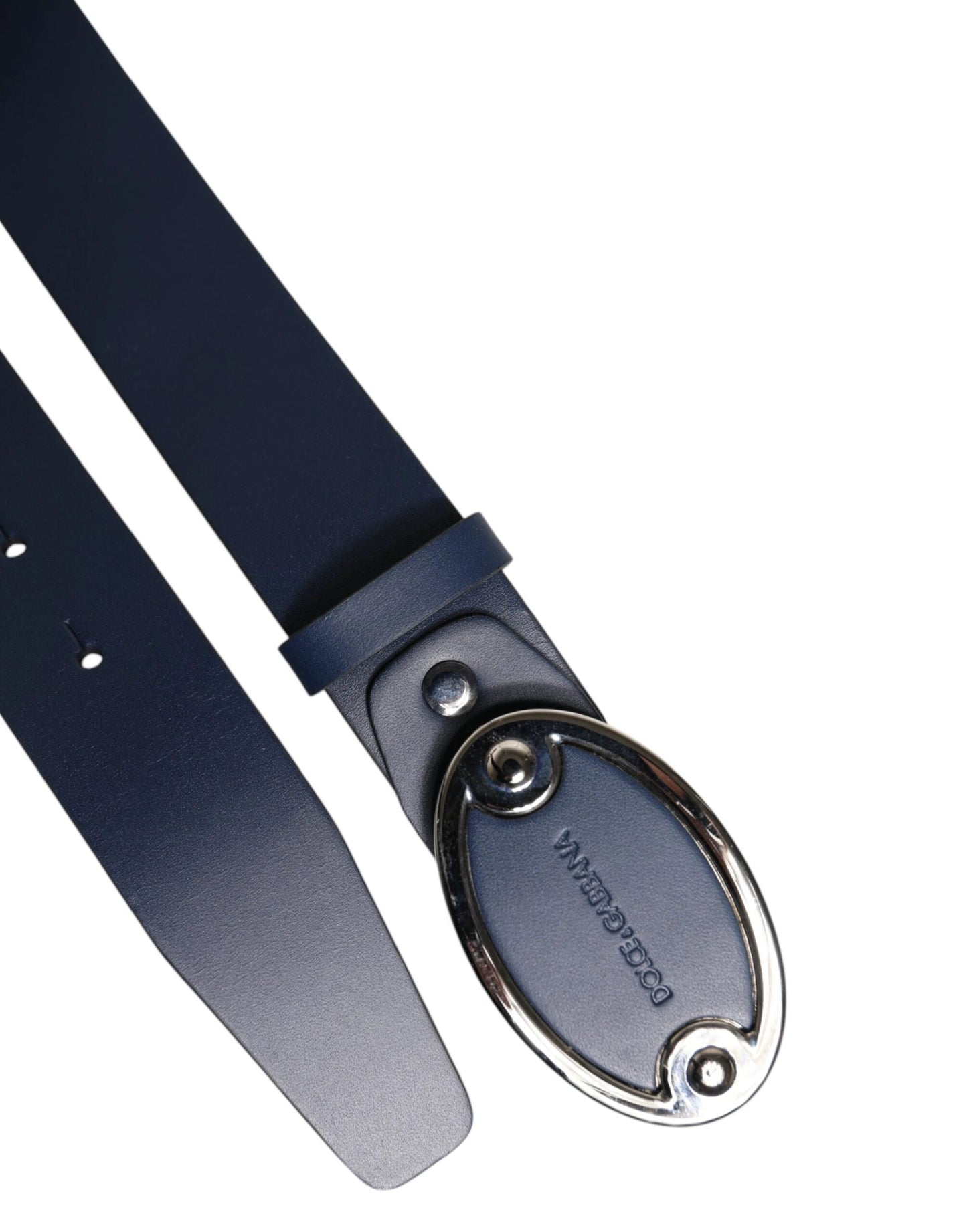 Dolce & Gabbana Blue Leather Classic Metal Logo Buckle Belt by Dolce & Gabbana