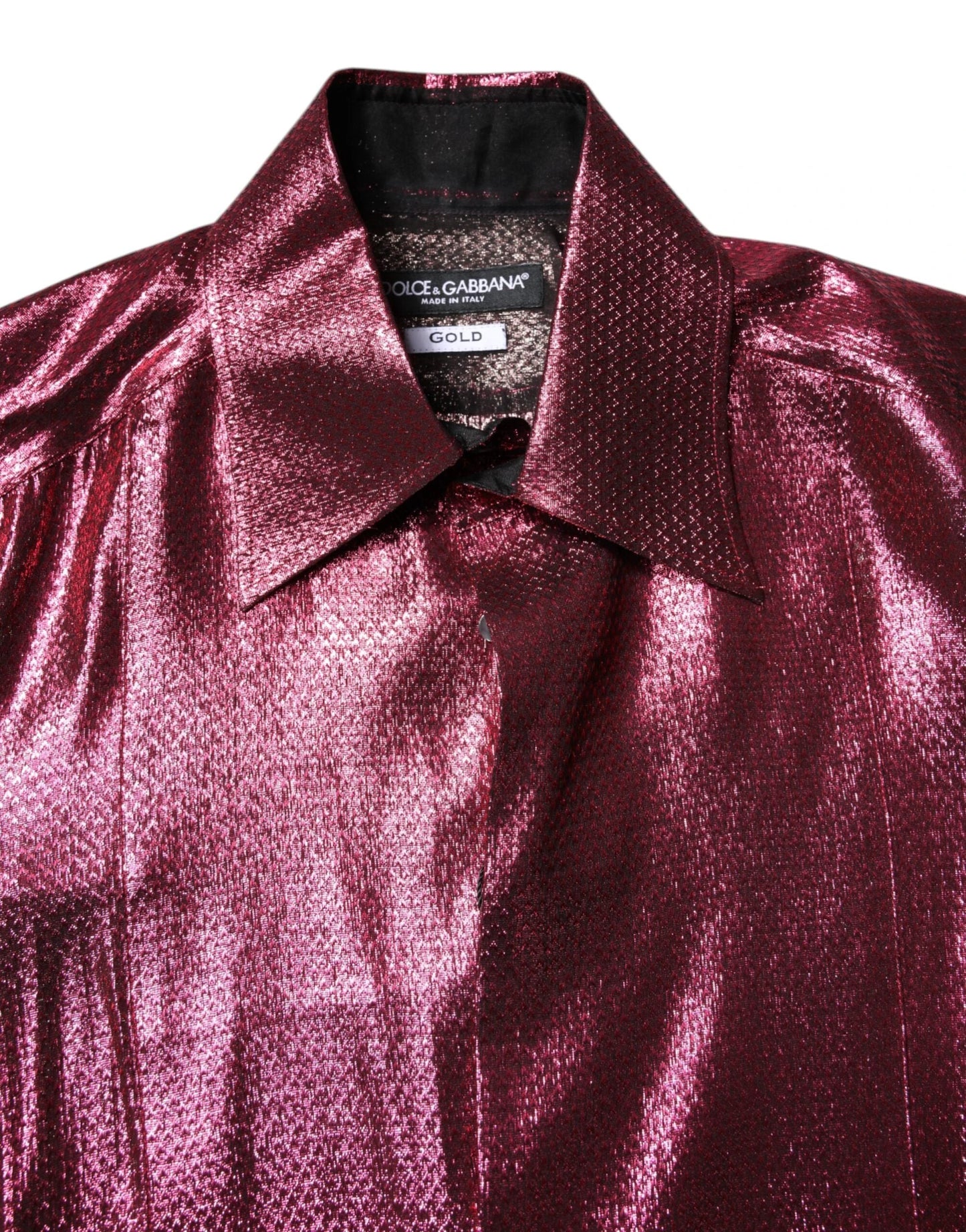 Dolce & Gabbana Metallic Red Cotton GOLD Dress Formal Shirt by Dolce & Gabbana