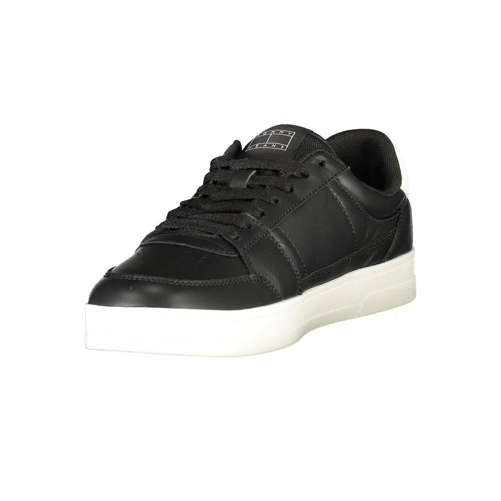 Tommy Hilfiger Black Leather Men Sneaker by Tommy Hilfiger