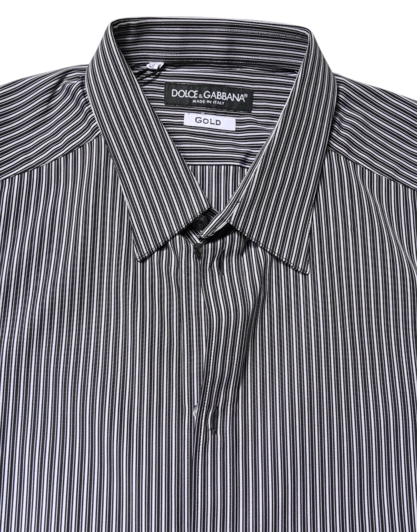 Dolce & Gabbana Black White Striped GOLD Formal Dress Shirt by Dolce & Gabbana