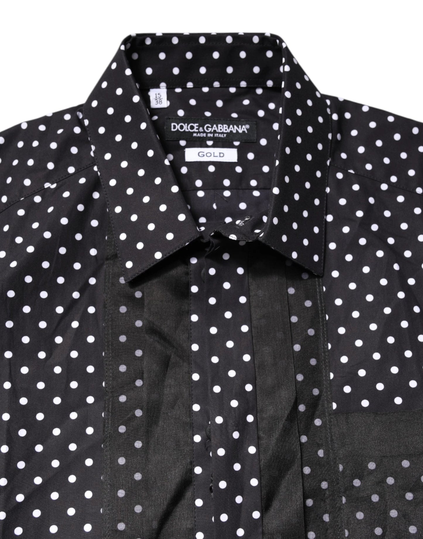 Dolce & Gabbana Black Polka Dot Long Sleeves Gold Formal Shirt by Dolce & Gabbana