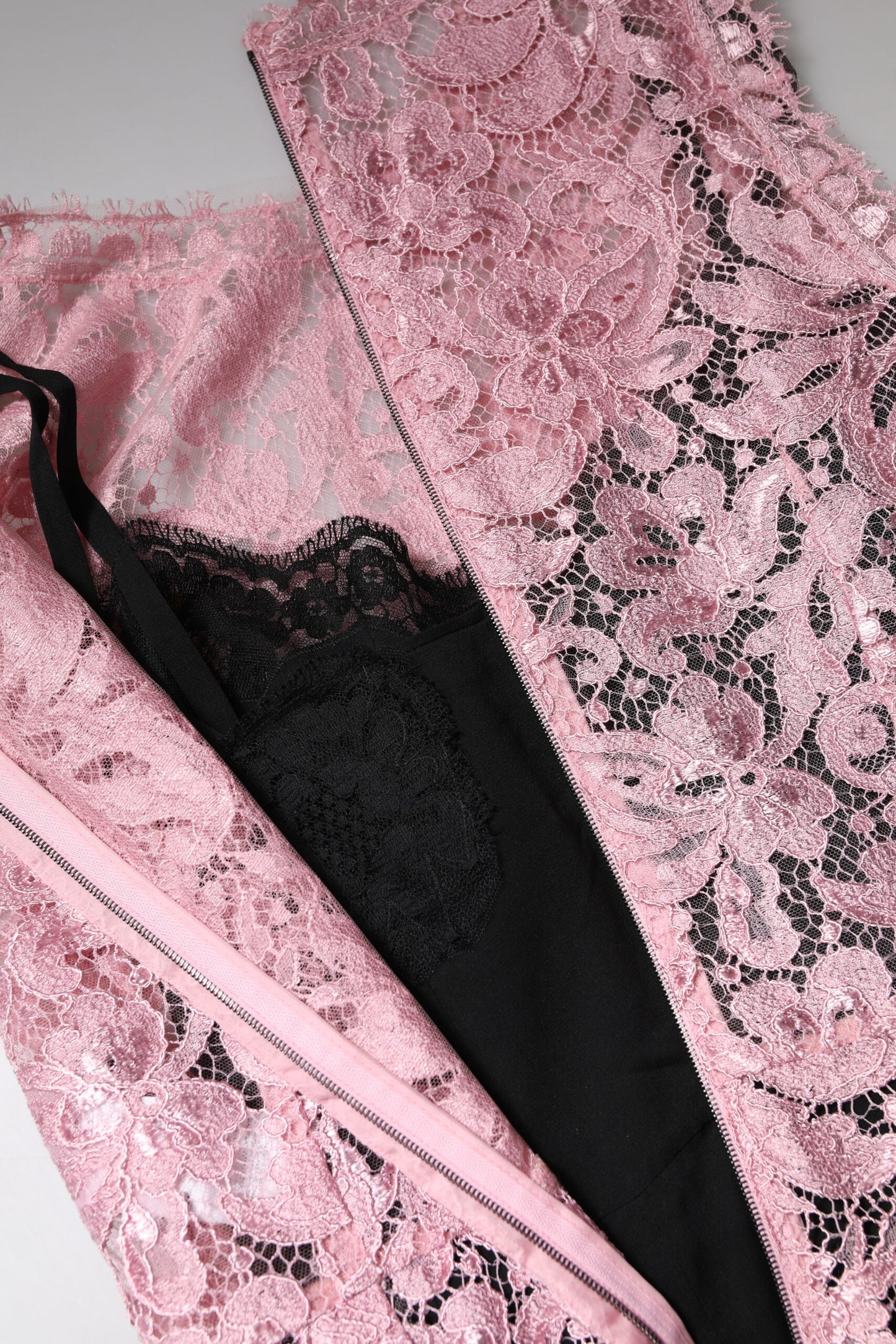 Dolce & Gabbana Pink Floral Lace Sleeveless Sheath Dress by Dolce & Gabbana
