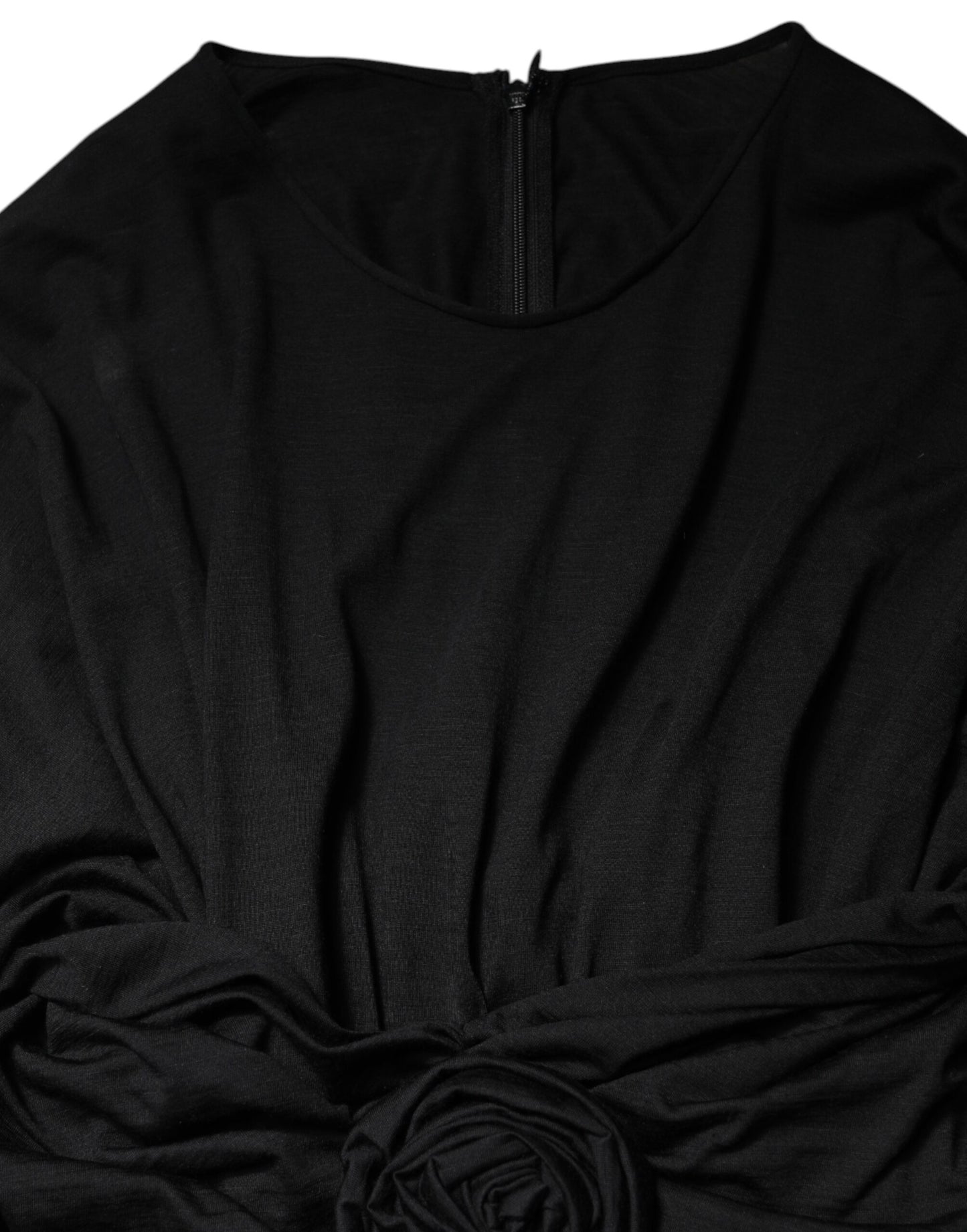 Dolce Et Gabbana Robe Fourreau Midi En Laine Noire À Manches Longues