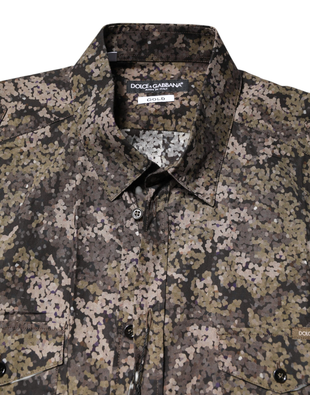Dolce & Gabbana herenhemd GOLD van meerkleurig camouflagekatoen – TSH90453