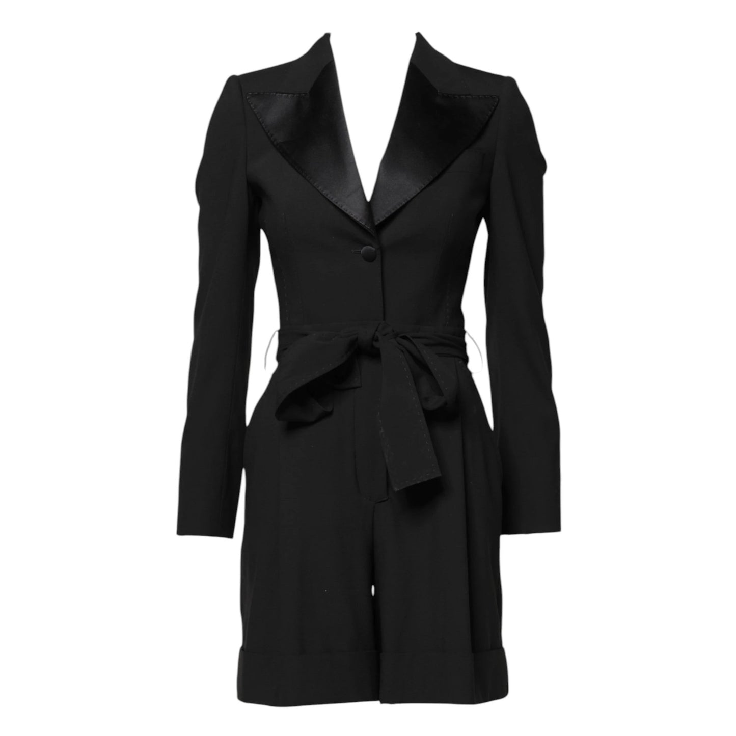 Dolce & Gabbana Black Wool Jumpsuit Dress Women Coat Jacket by Dolce & Gabbana