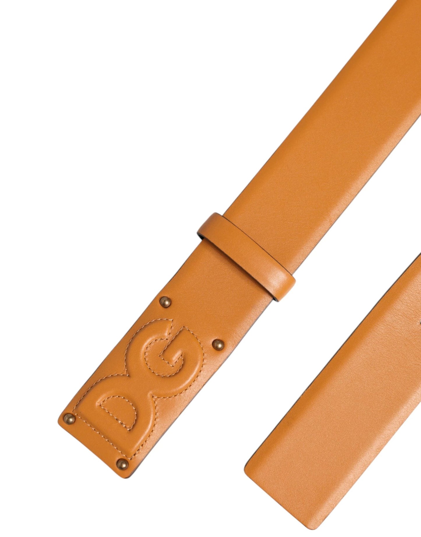 Dolce & Gabbana Brown Leather Buckle DG Logo Embossed Belt by Dolce & Gabbana