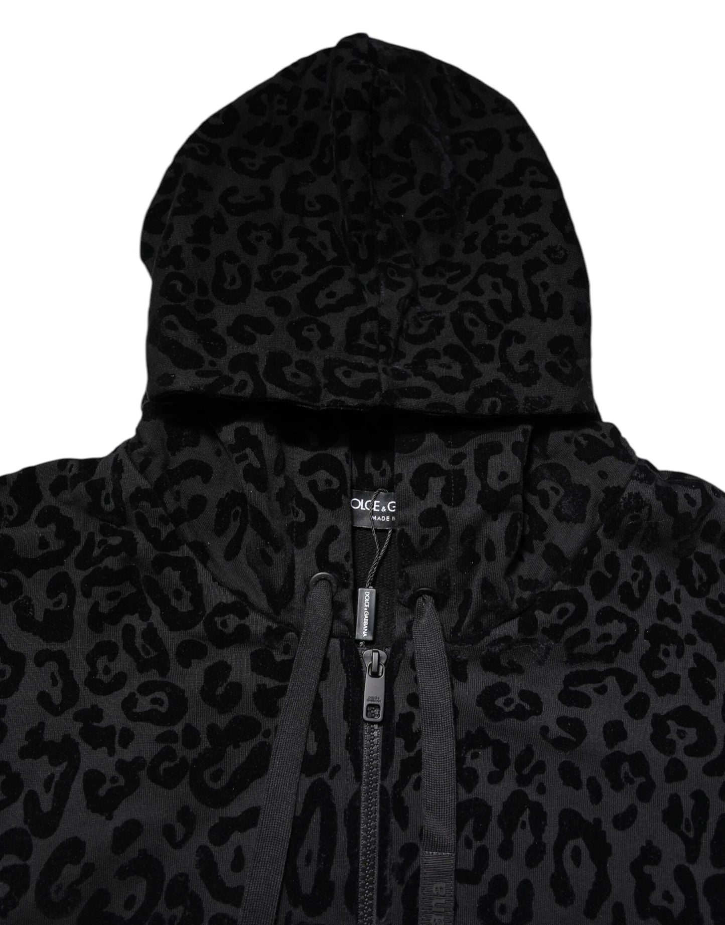 Dolce & Gabbana Black Leopard Full Zip Hooded Sweatshirt Sweater by Dolce & Gabbana