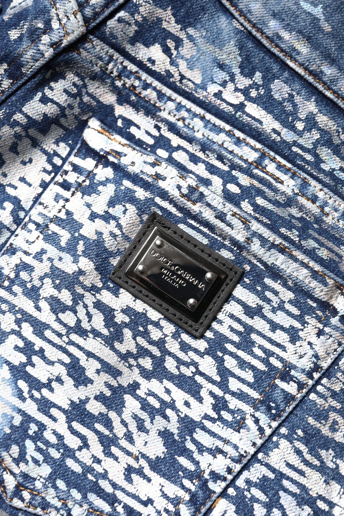 Jean Dolce & Gabbana femme taille haute imprimé en coton bleu délavé – PAN76303