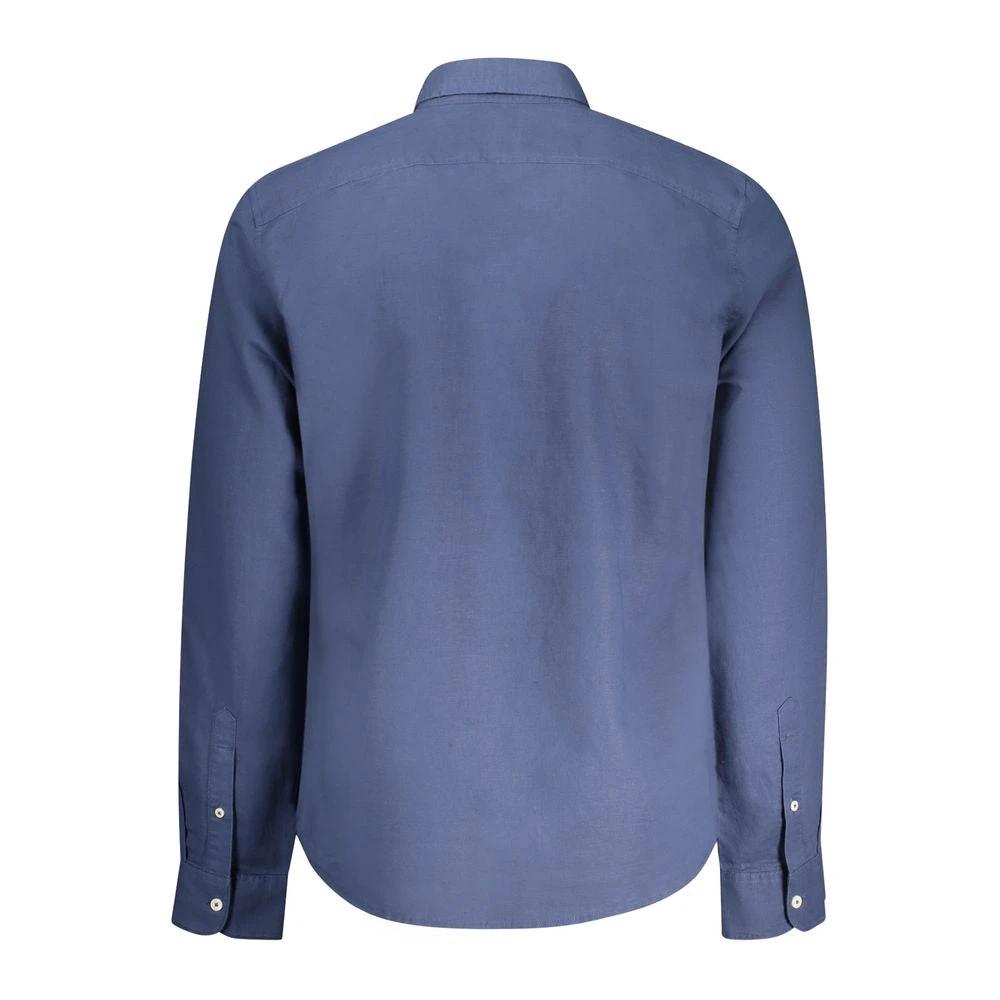 Timberland Blu Linen Men Shirt by Timberland