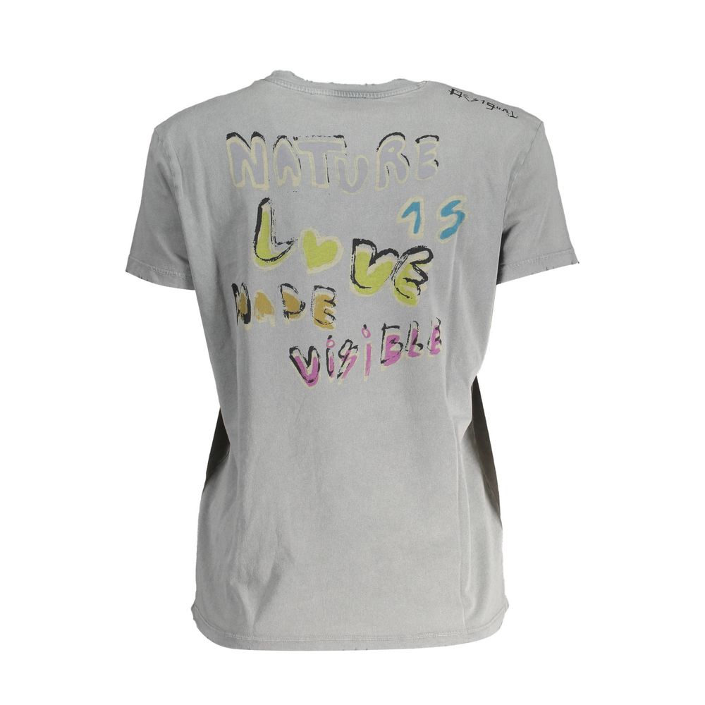 T-shirt Desigual femme en coton gris – DE-37258