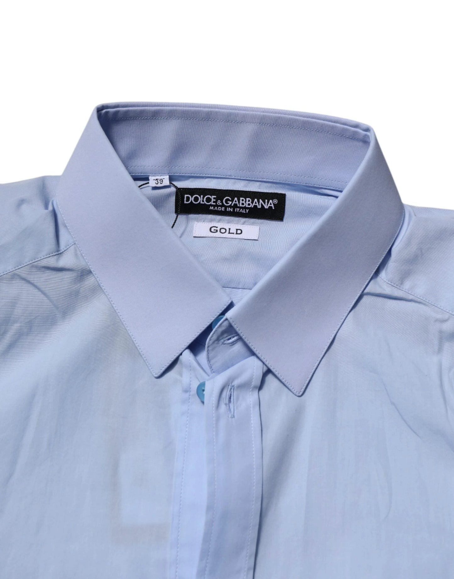 Dolce & Gabbana Blue Cotton GOLD Long Sleeves Men Dress Shirt by Dolce & Gabbana