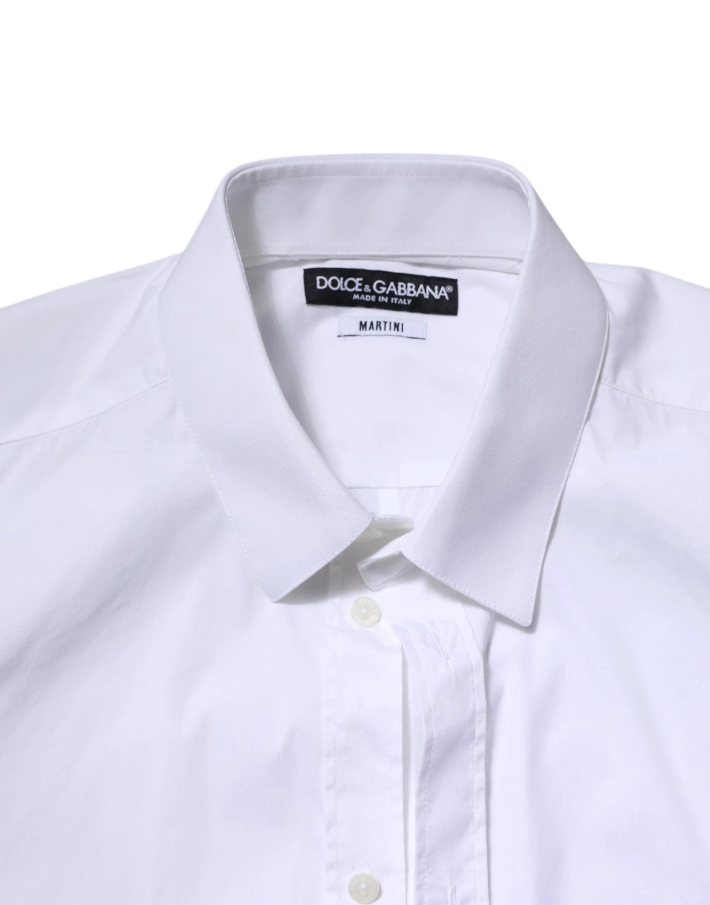 Dolce & Gabbana White Cotton MARTINI Long Sleeve Dress Shirt by Dolce & Gabbana