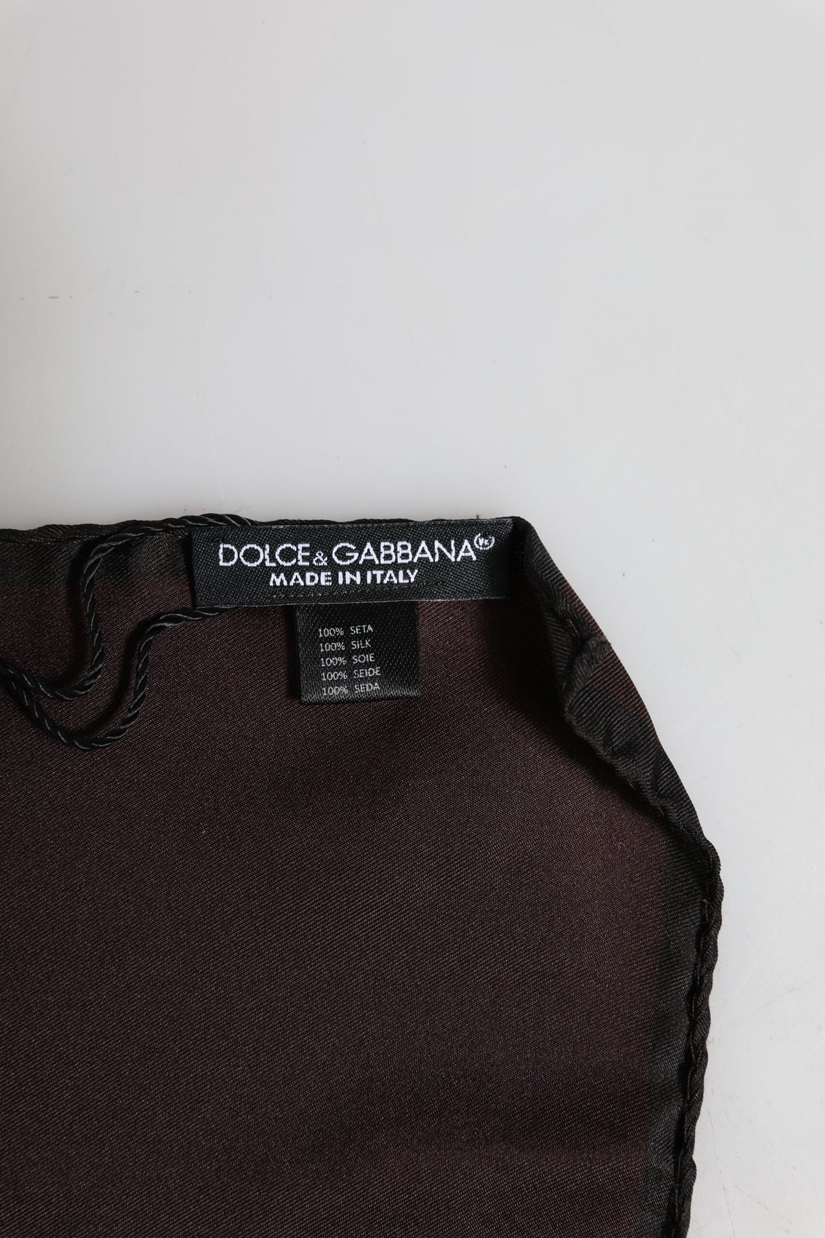 Lenço Quadrado de Seda Castanho com Coroa DG Dolce & Gabbana para Homem