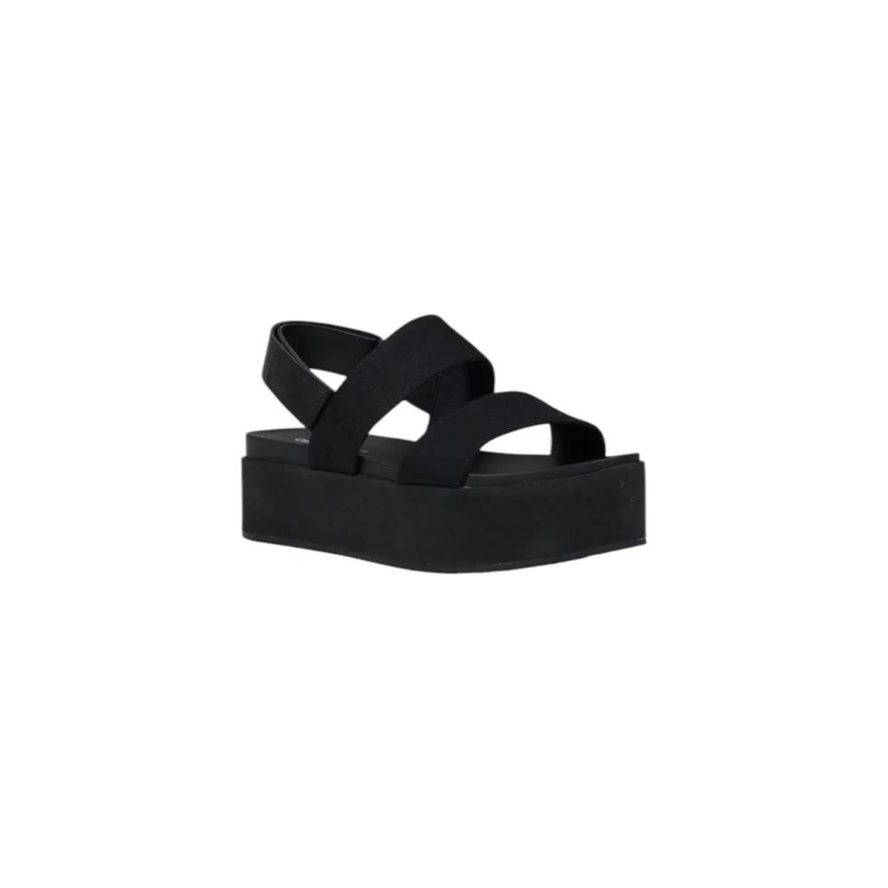 Calvin Klein Jeans Black Organic Cotton Platform Sandals by Calvin Klein Jeans