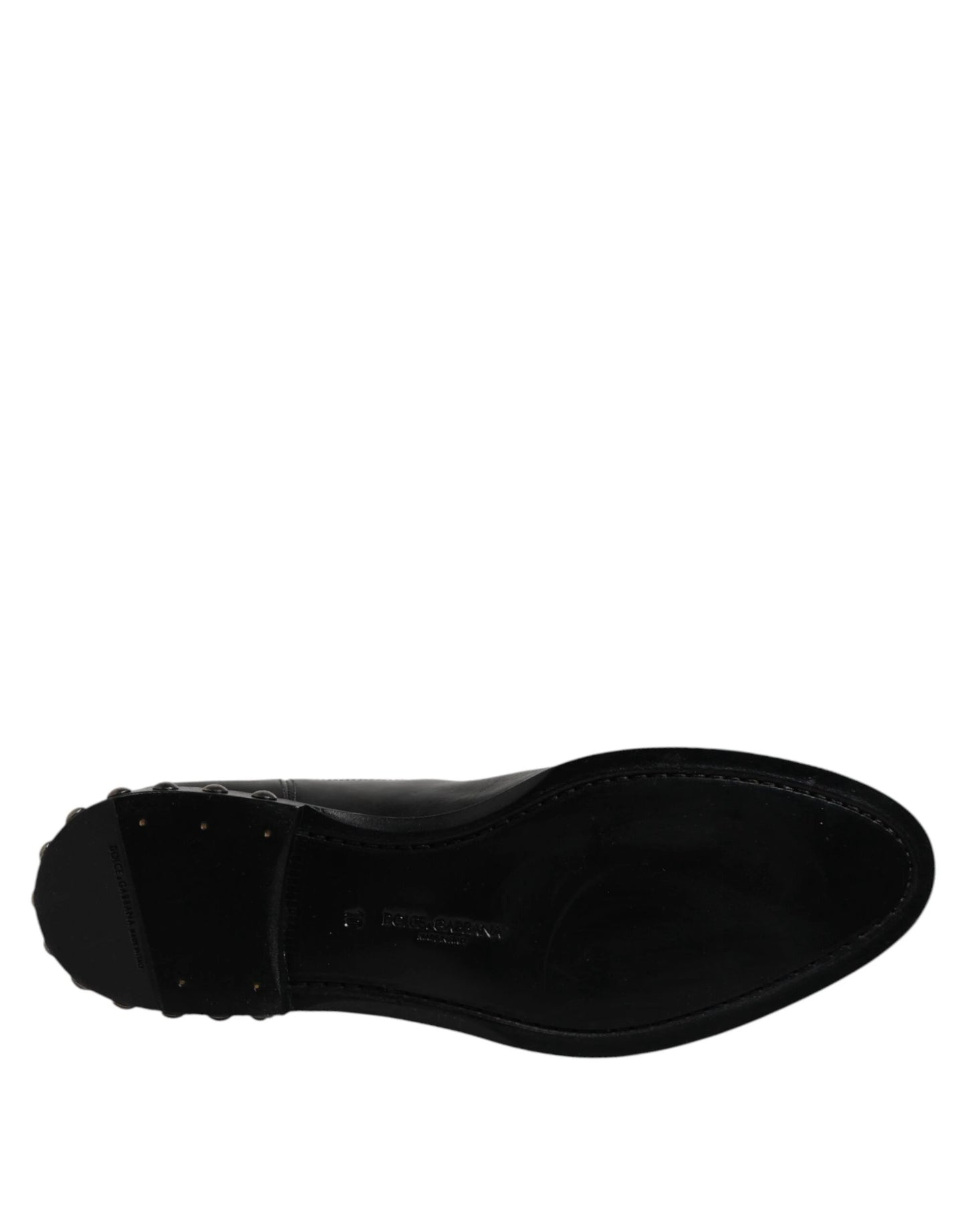 Dolce & Gabbana Black Leather Logo Ankle Boots Studded Shoes by Dolce & Gabbana