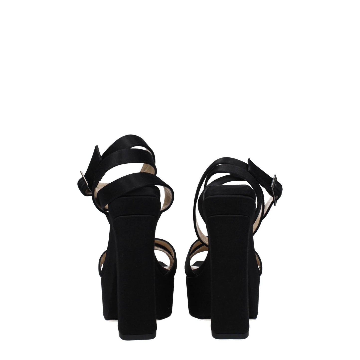 Jimmy Choo Black Satin Platform Sandals by Jimmy Choo