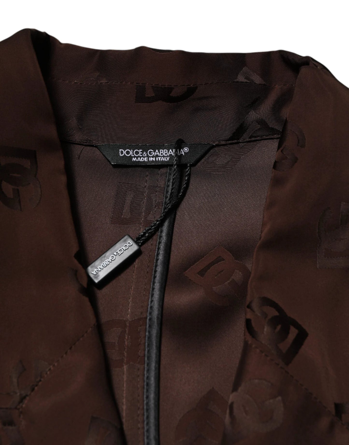 Dolce & Gabbana Brown Polyester Logo Monogram Coat Jacket by Dolce & Gabbana