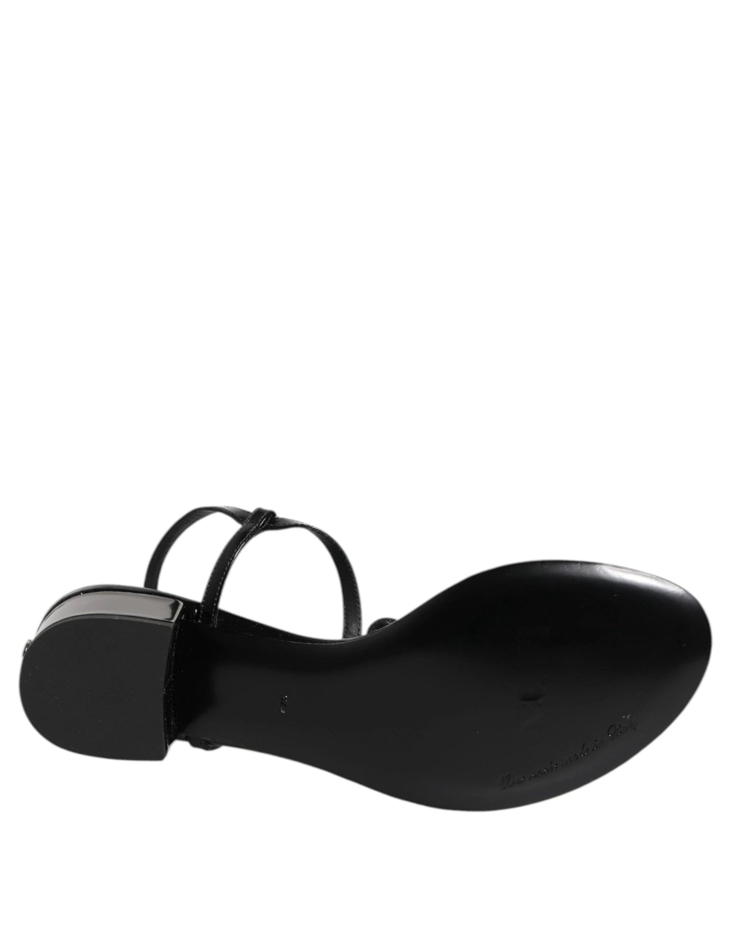 Dolce & Gabbana Black Leather Crystal Ankle Strap Sandals Shoes by Dolce & Gabbana