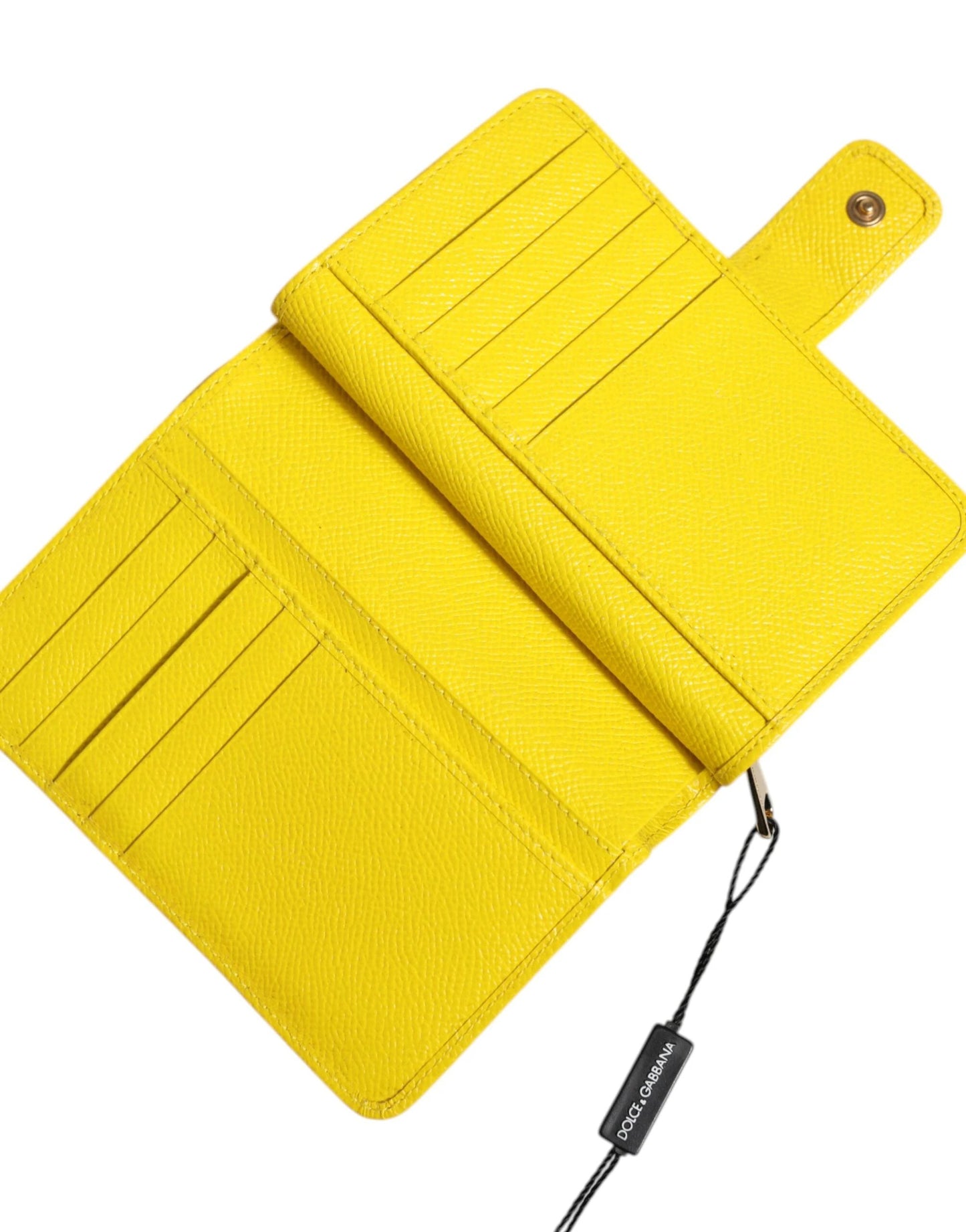 Dolce & Gabbana Yellow Leather Bifold Continental Clutch Wallet by Dolce & Gabbana