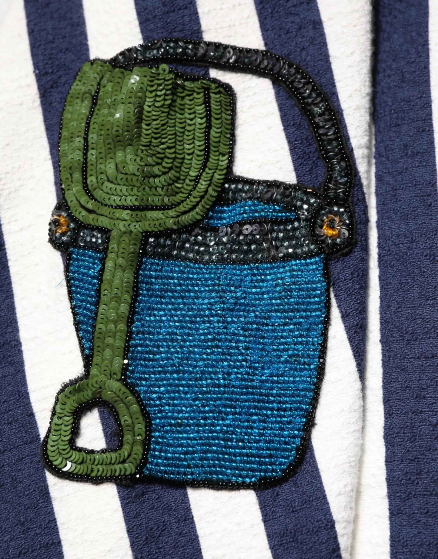 Dolce & Gabbana Blue White Striped Embroidered A-line Dress by Dolce & Gabbana