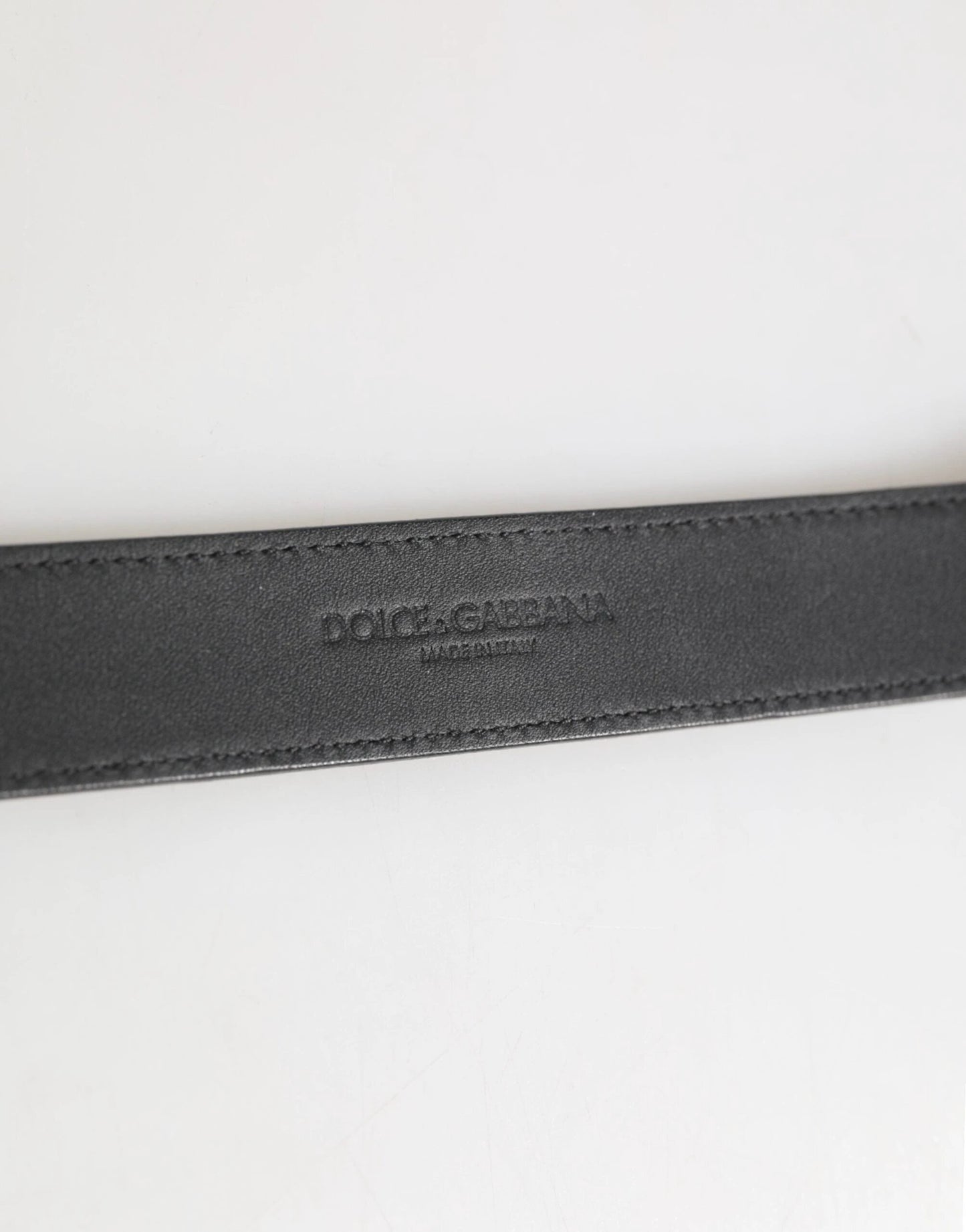 Dolce & Gabbana Silver Textured Leather Gold Tone Metal Neckband by Dolce & Gabbana