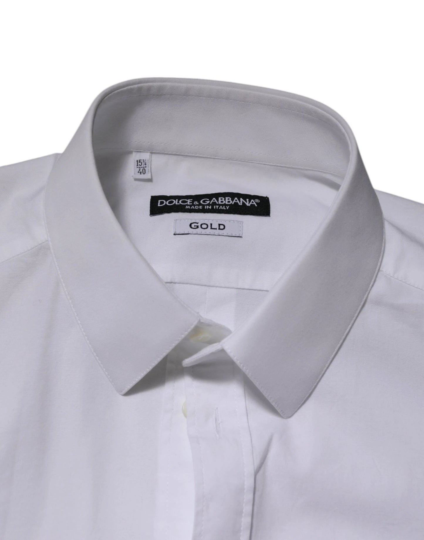 Dolce & Gabbana White Cotton GOLD Long Sleeves Formal Men Shirt by Dolce & Gabbana
