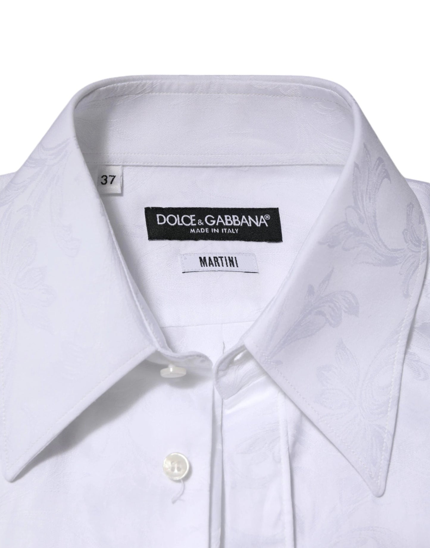 Dolce & Gabbana White Cotton MARTINI Paisley Jacquard Shirt by Dolce & Gabbana