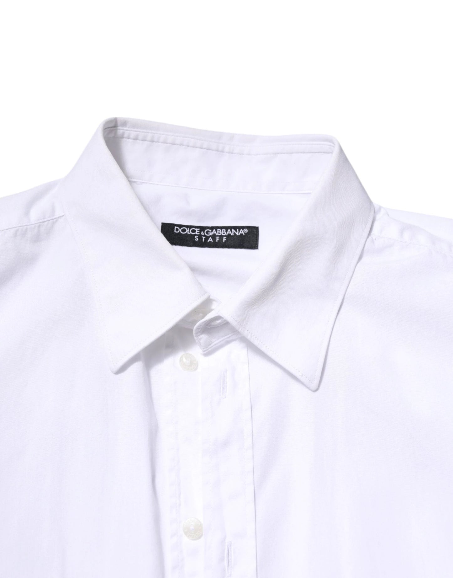 Dolce & Gabbana White Cotton STAFF Long Sleeves Forma Shirt by Dolce & Gabbana