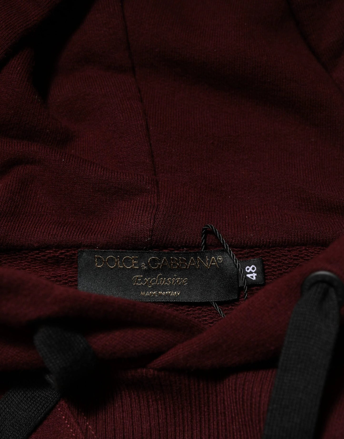 Dolce & Gabbana Burgundy Cotton Plaid Lined Men Hoodie Sweater by Dolce & Gabbana