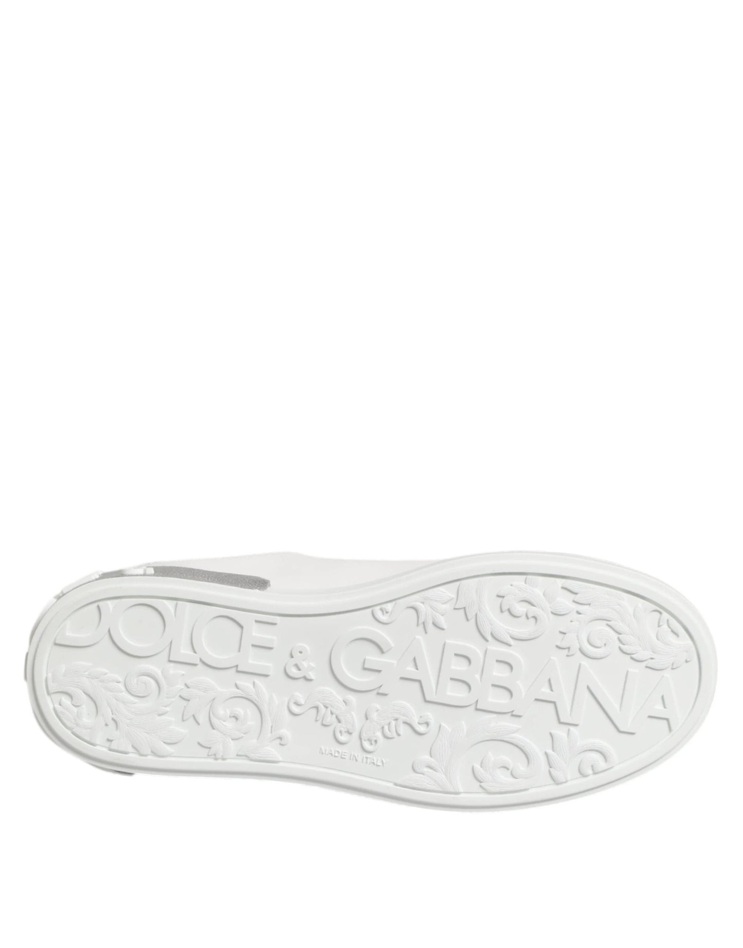 Dolce & Gabbana White Purple Leather Low Top Sneakers Shoes by Dolce & Gabbana