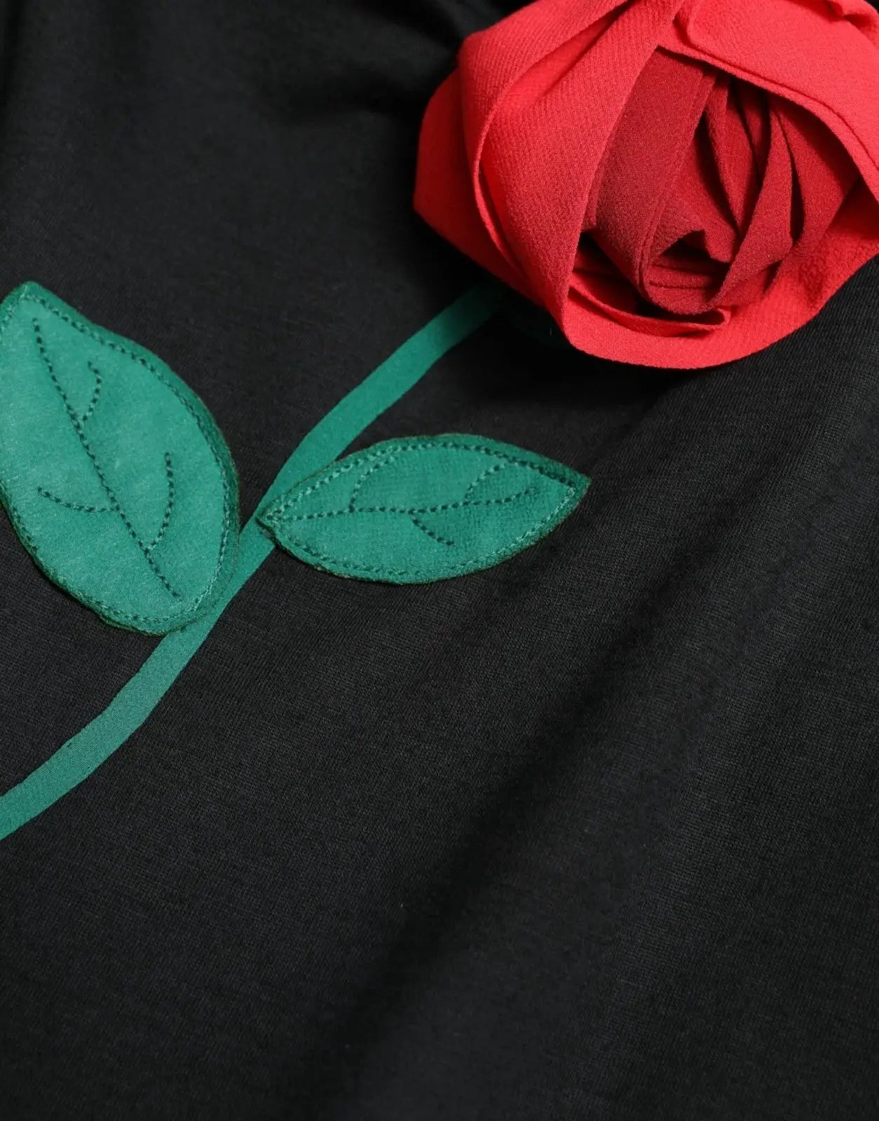 Dolce & Gabbana Black Wool Sleeveless Rose Applique Dress by Dolce & Gabbana