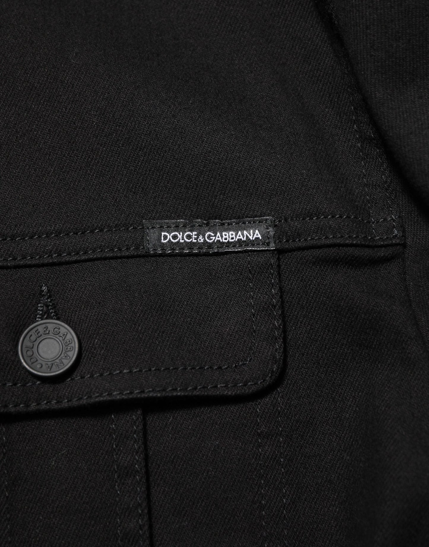Dolce & Gabbana Black Cotton Denim Stretch Giubbotto Jacket by Dolce & Gabbana
