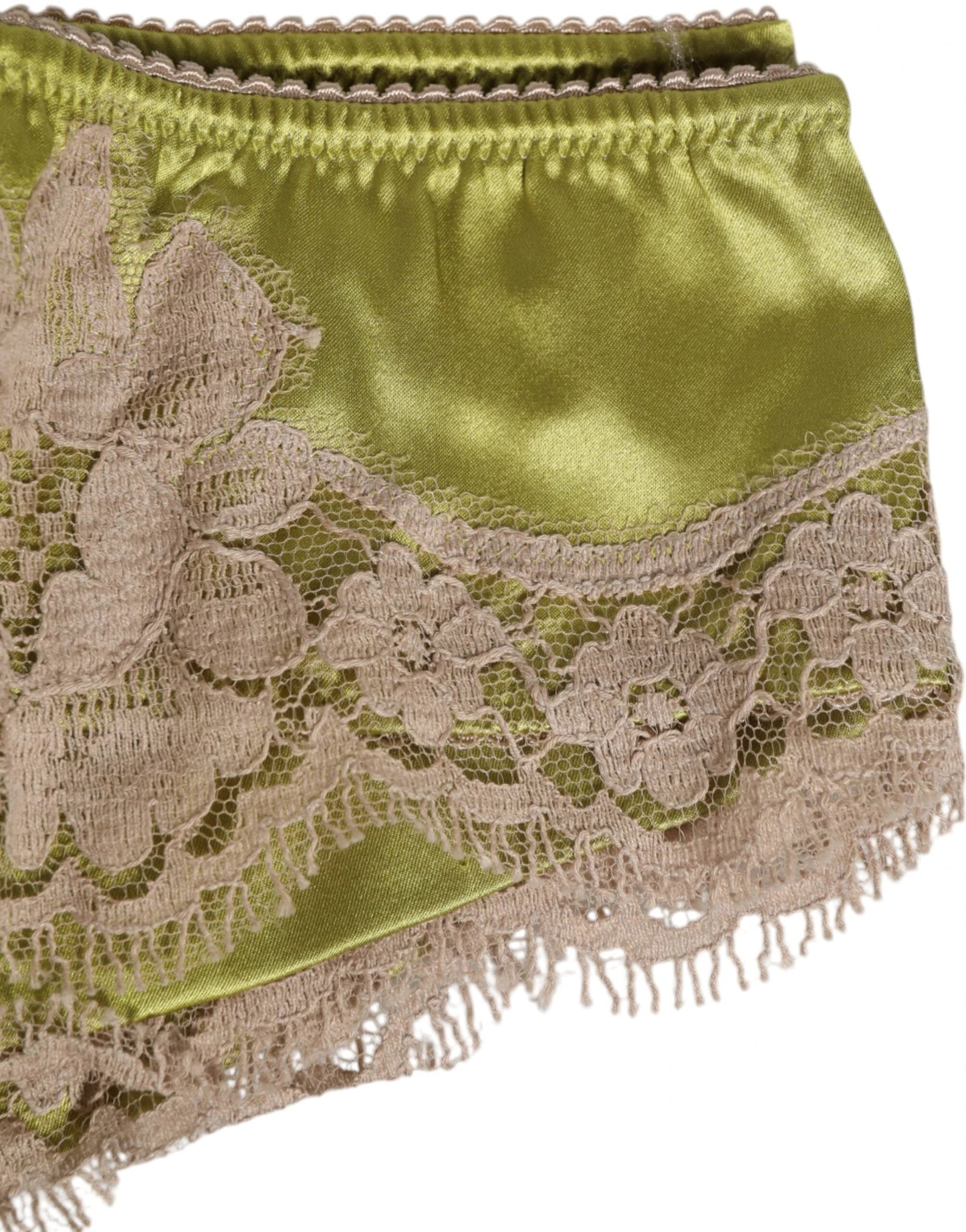 Dolce & Gabbana Green Silk Satin Lace Trim New Slip Underwear by Dolce & Gabbana