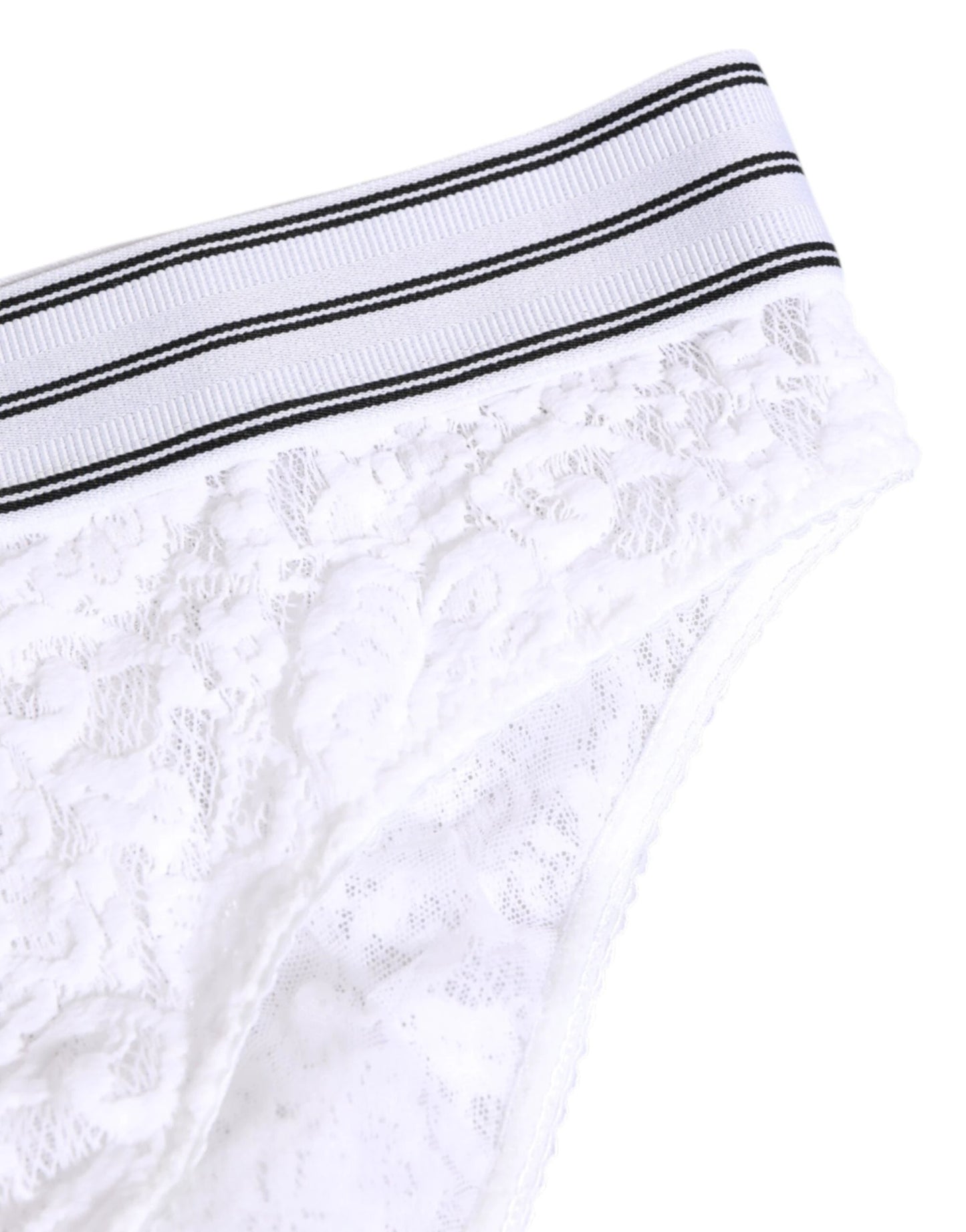 Dolce & Gabbana White Lace Slip Brief Logo Waistband Underwear by Dolce & Gabbana