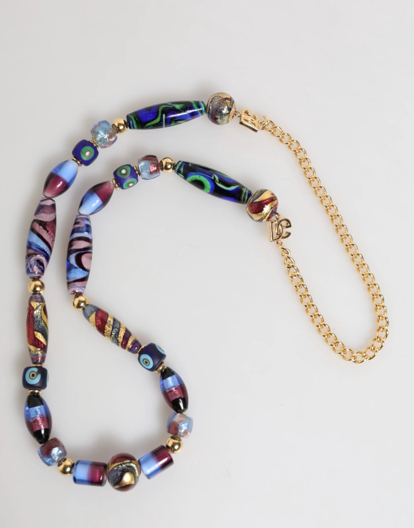 Dolce & Gabbana Multicolor Murano Glass Beads Gold Brass Chain Jewelry Necklace by Dolce & Gabbana